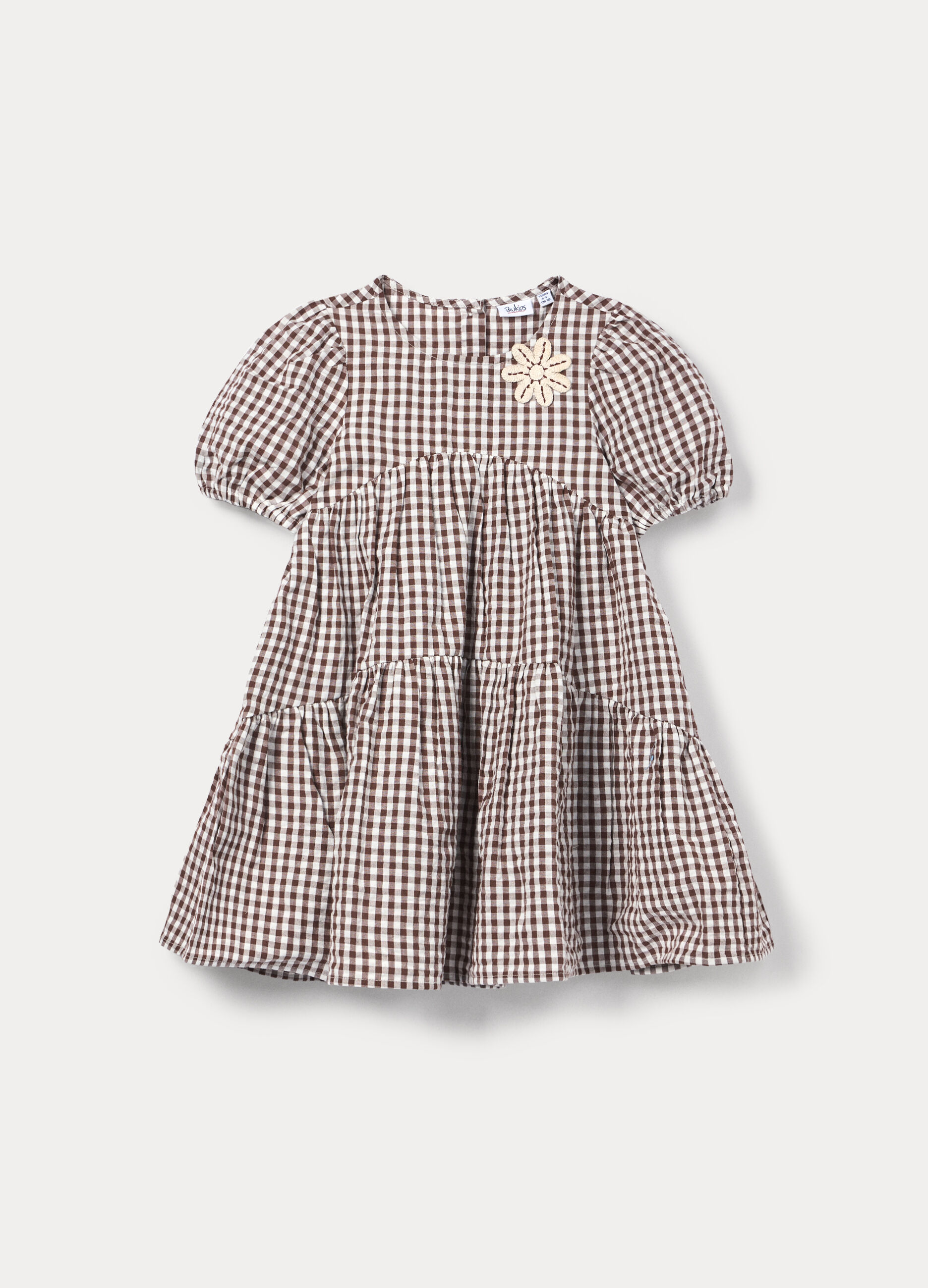 Vestito a balze in puro cotone seersucker bambina_0