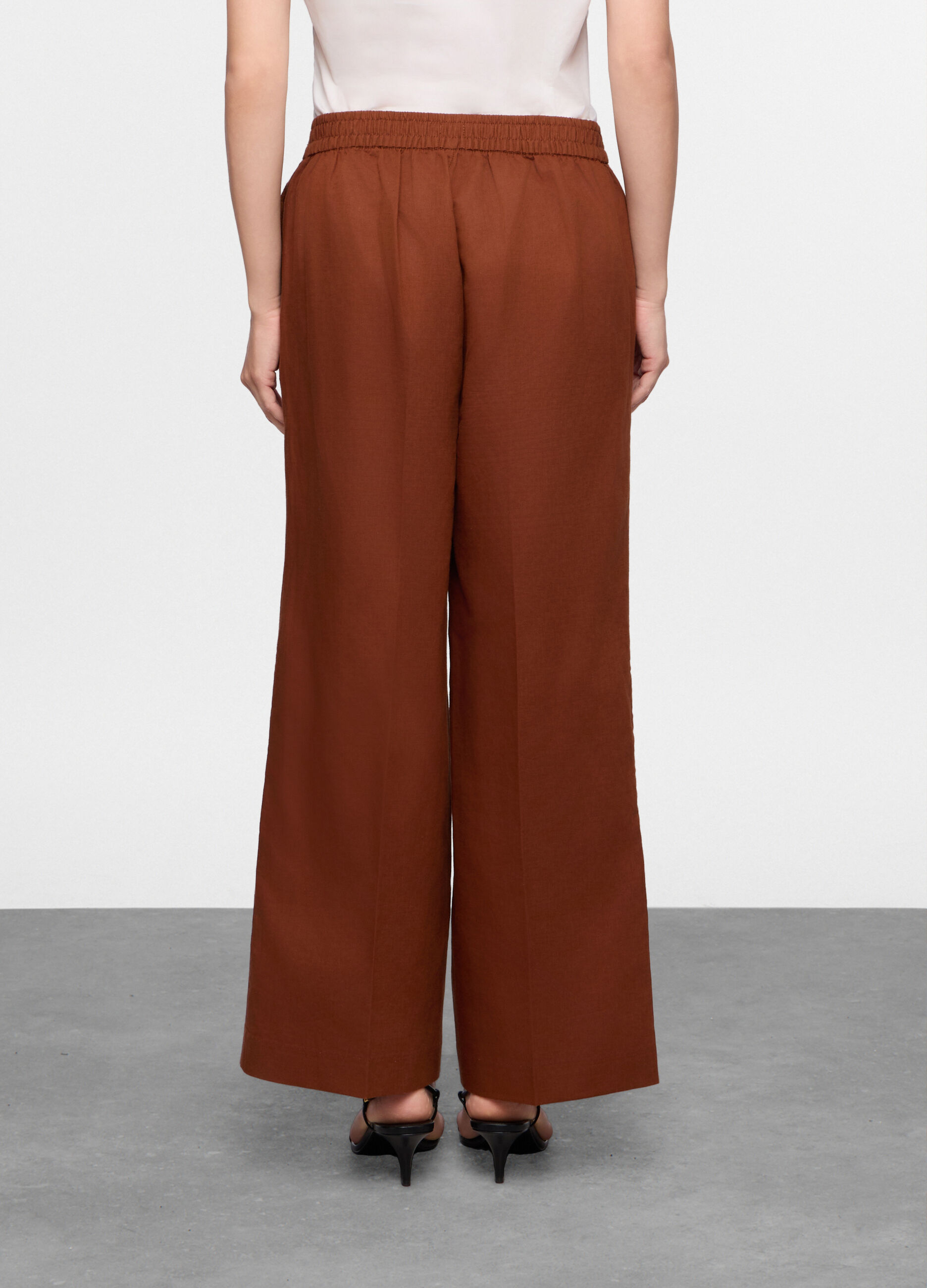 Pantaloni Wide Leg misto lino donna_1