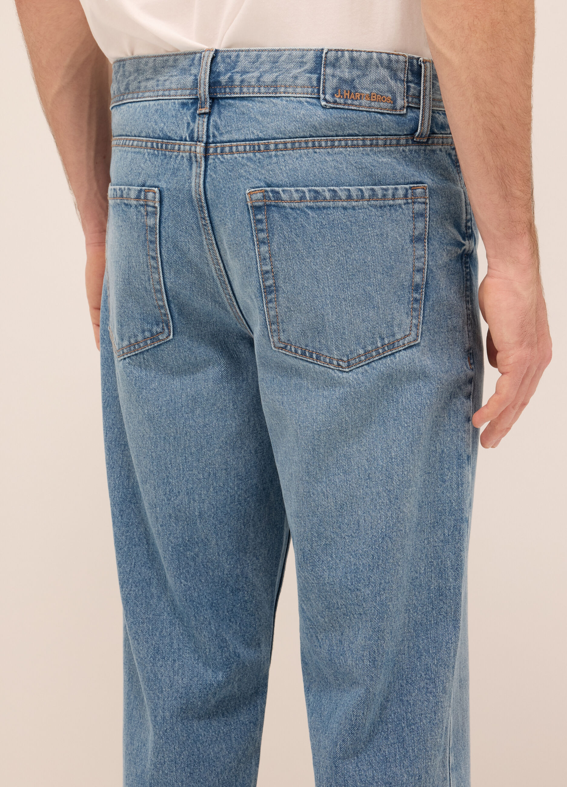 Jeans 5 tasche baggy fit in denim di cotone uomo_3