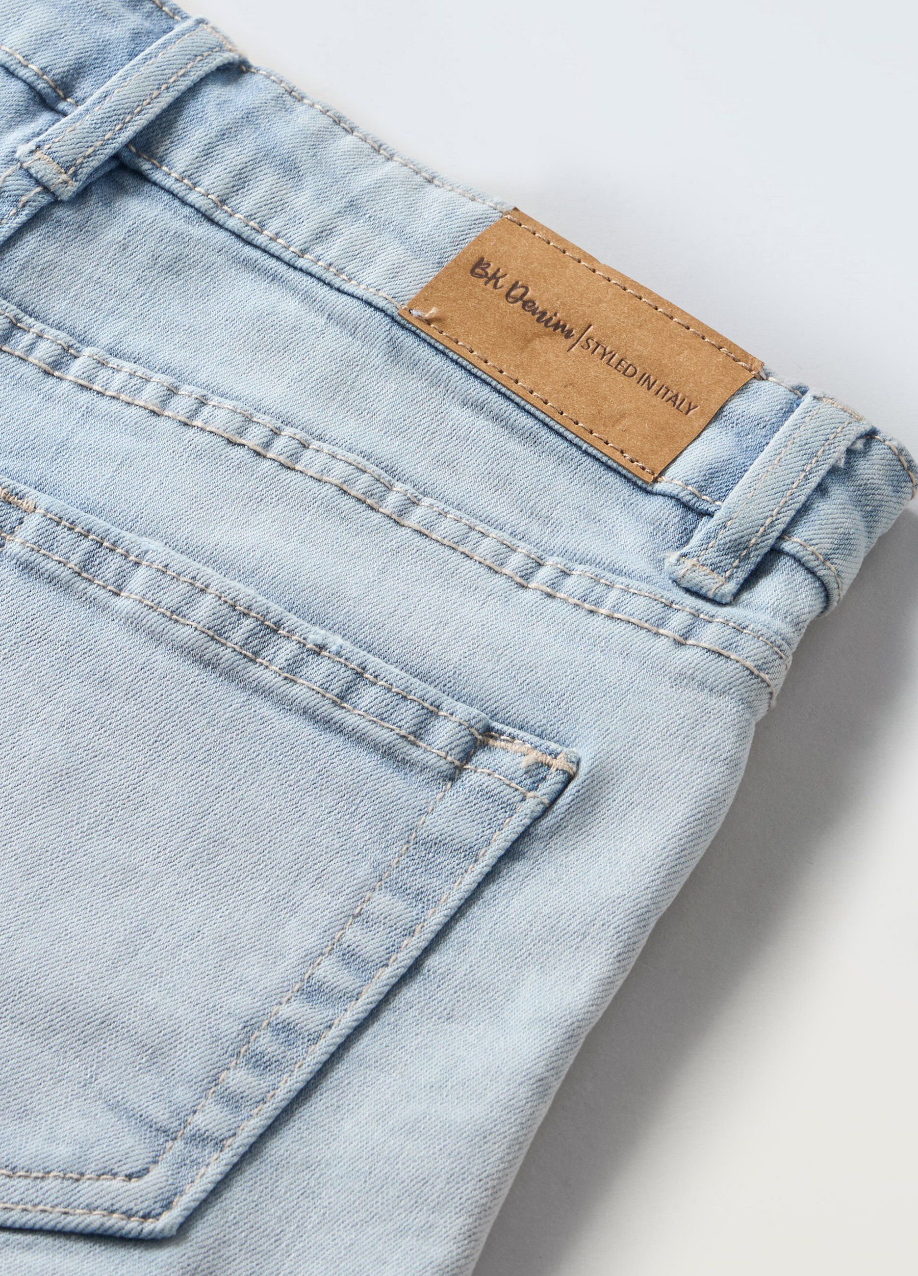 Shorts in denim di cotone stretch ragazza_1