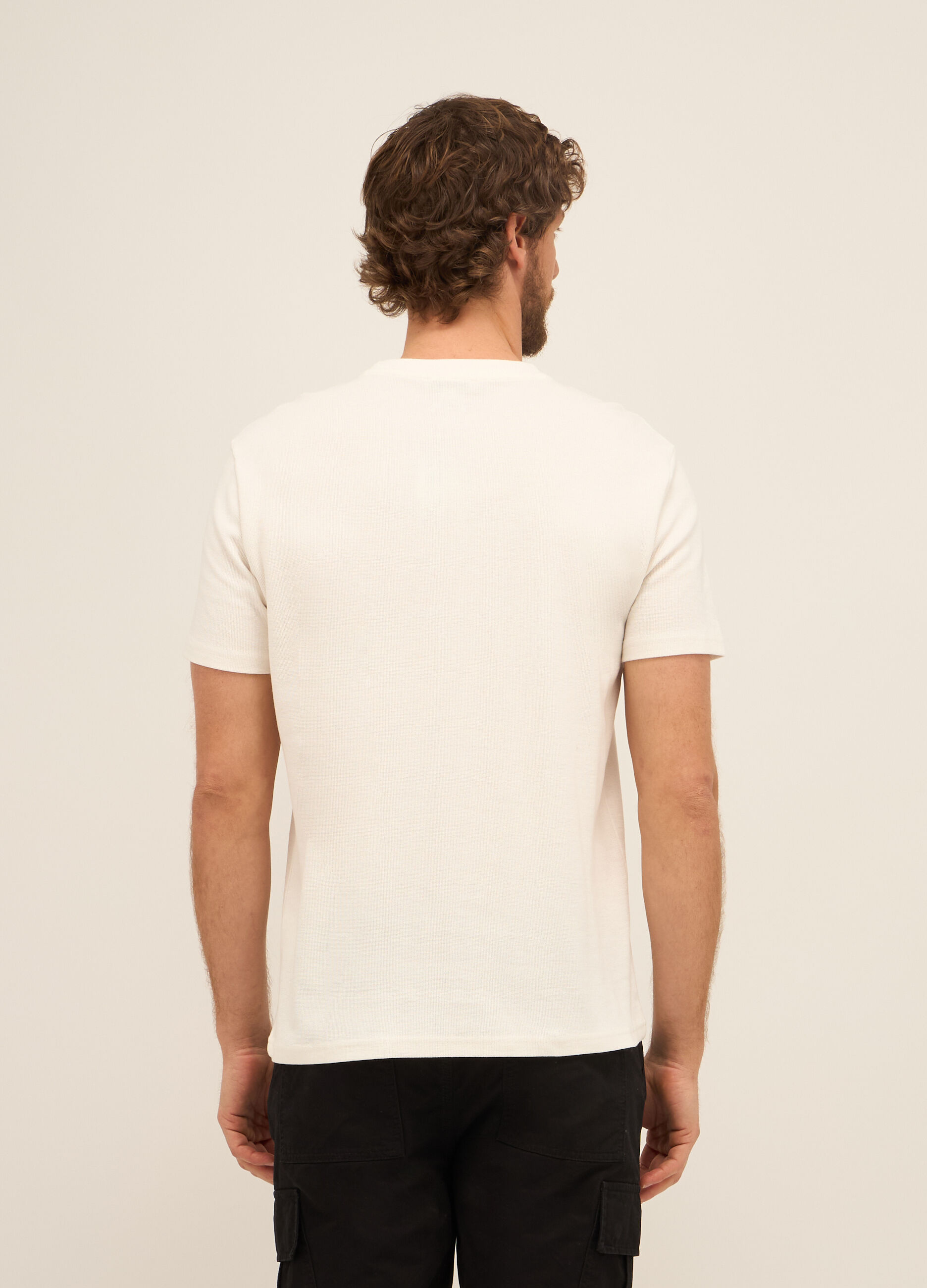T-shirt girocollo in piquet di cotone uomo_1