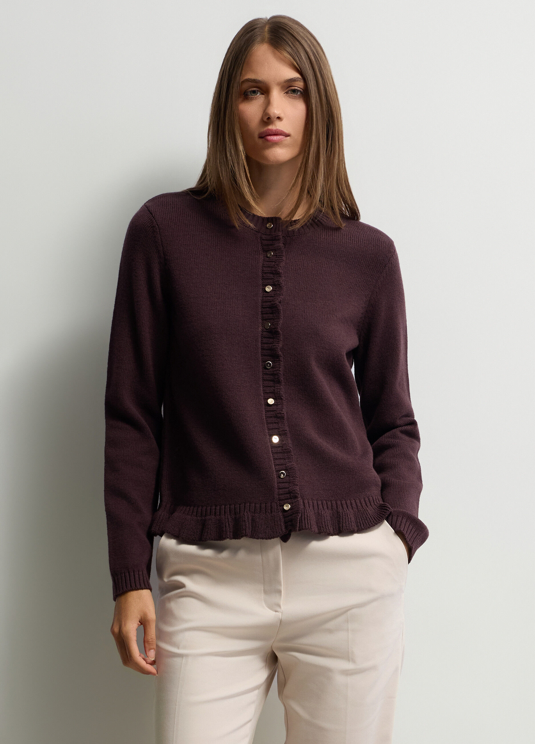 Cardigan girocollo operato donna_0