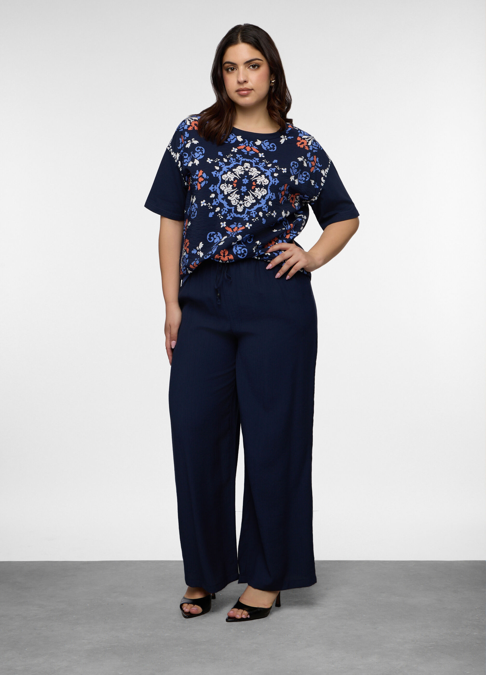 Pantaloni Wide Leg misto viscosa donna curvy_0