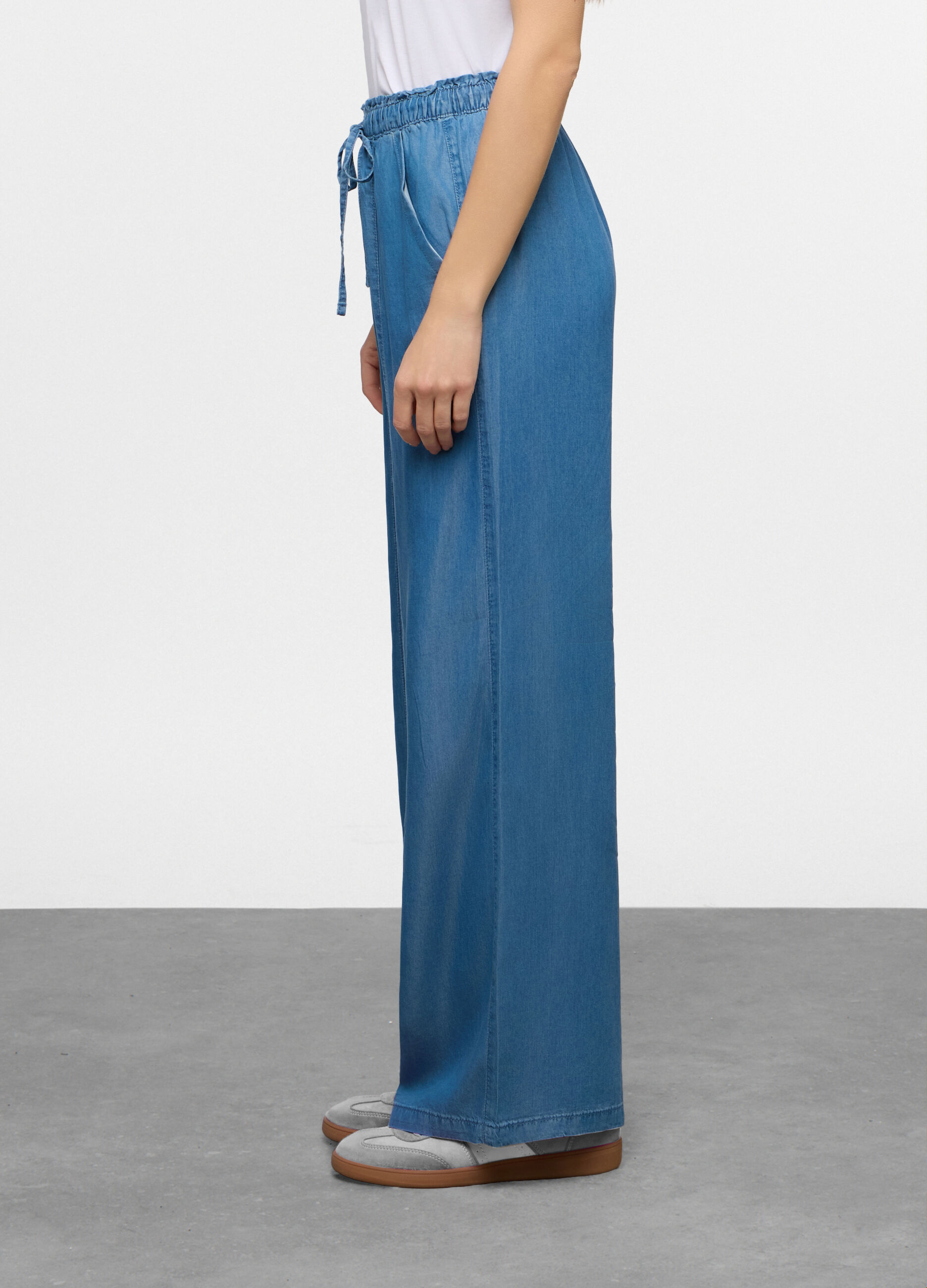 Jogger fit straight in Lyocell con vita elasticata donna_1