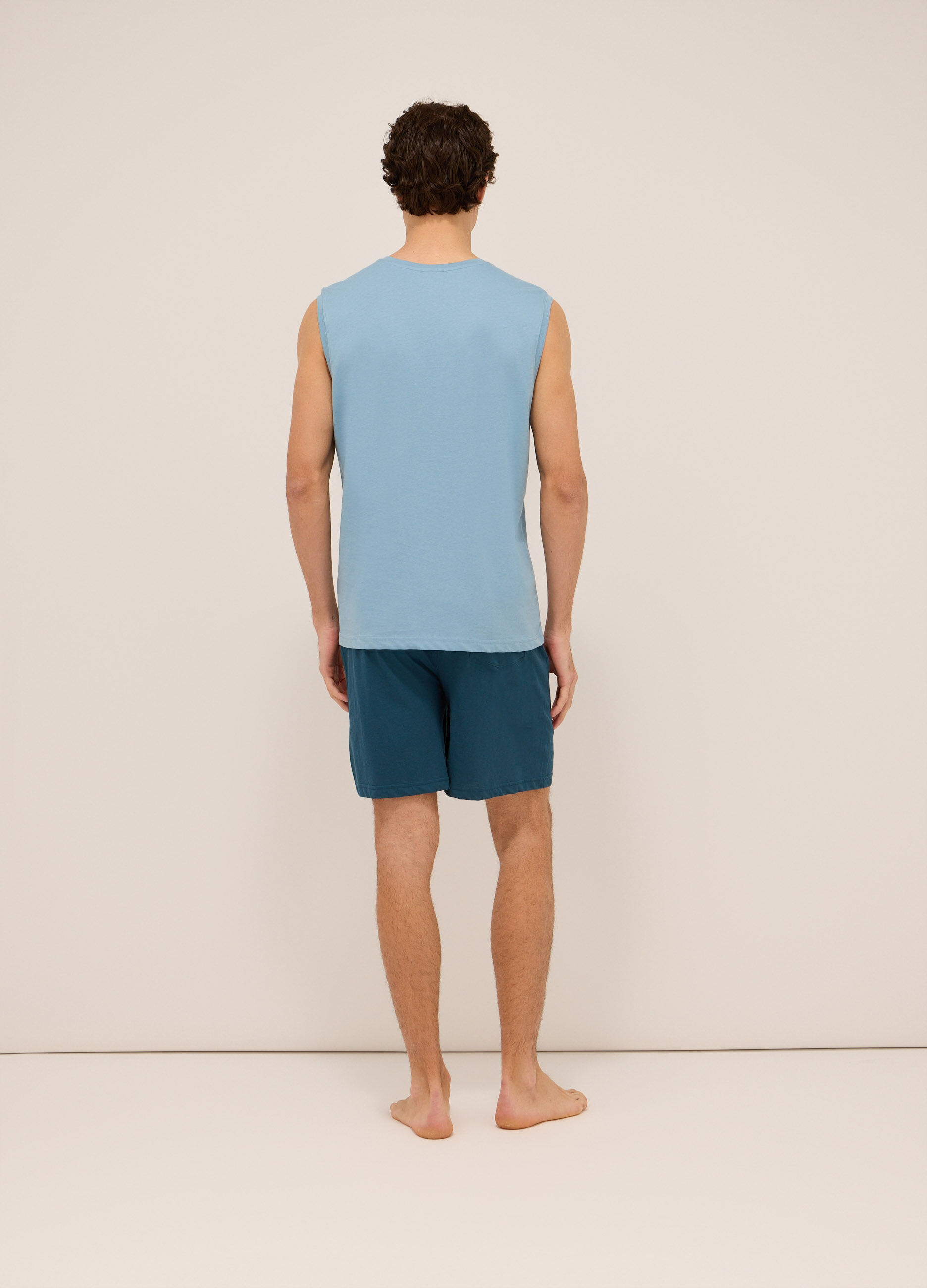 Pigiama corto con canottiera in puro jersey di cotone uomo_1