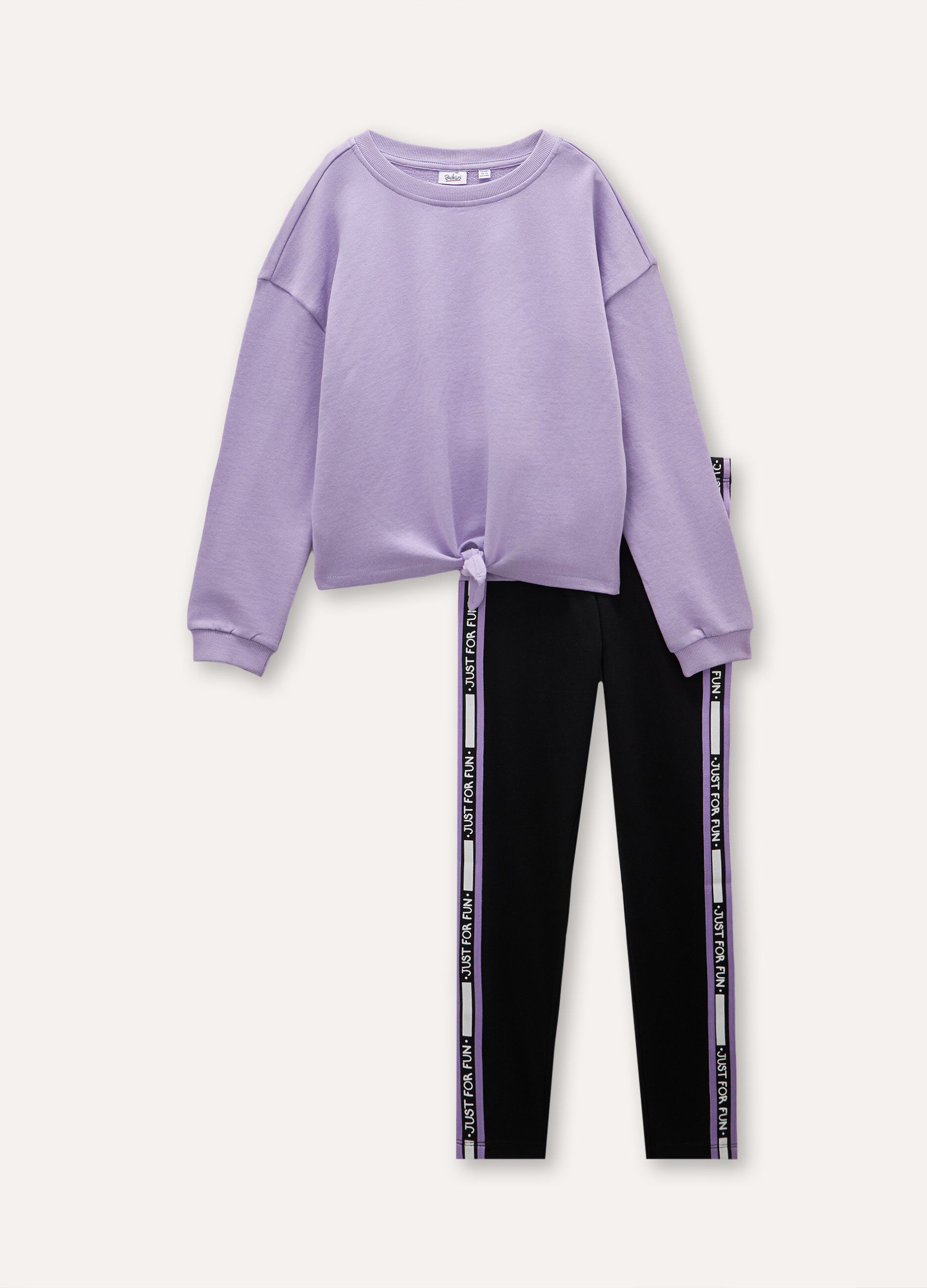 Jogging set in cotone con leggings ragazza_0