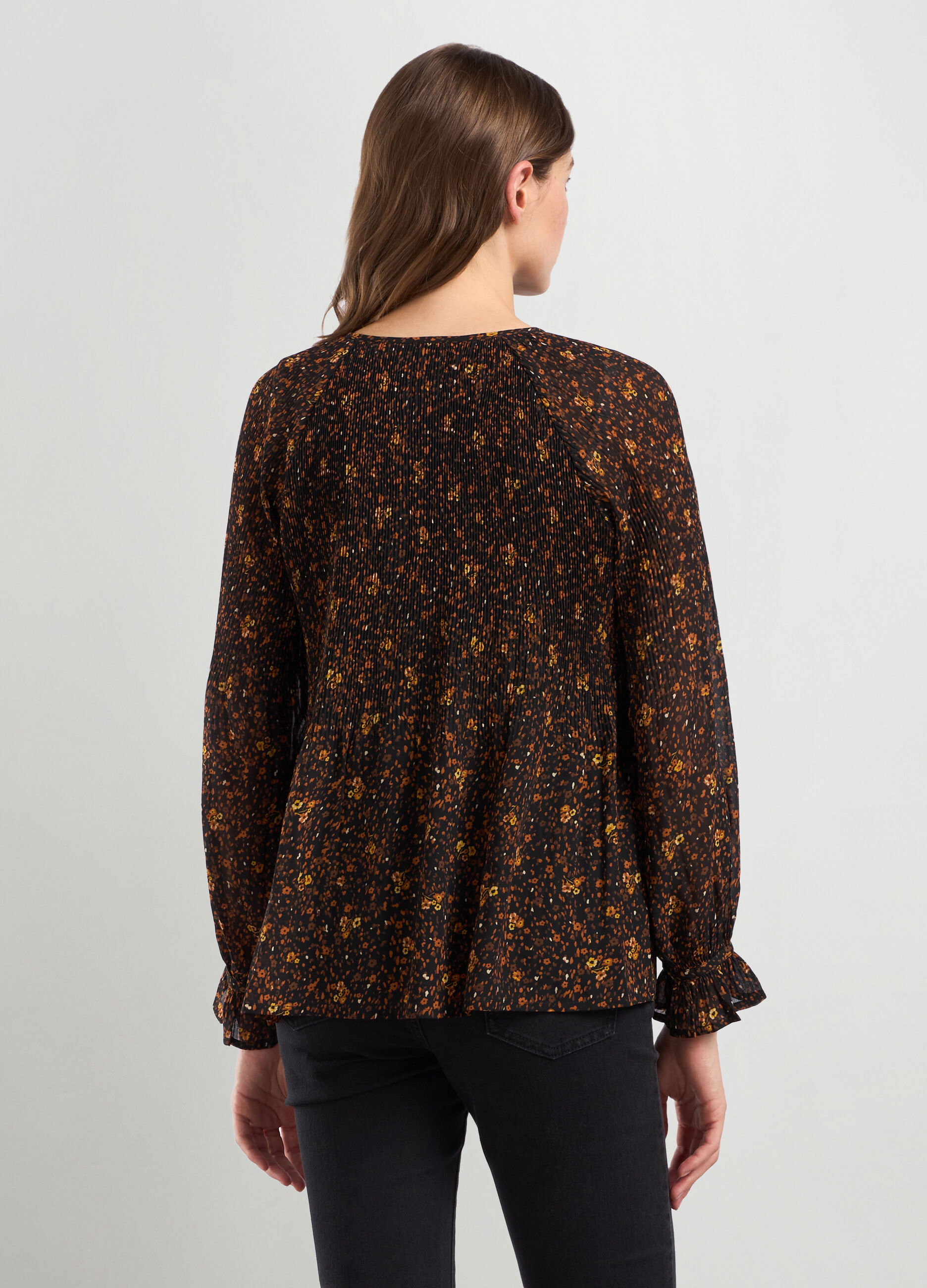 Blusa floreale a maniche lunghe donna_1