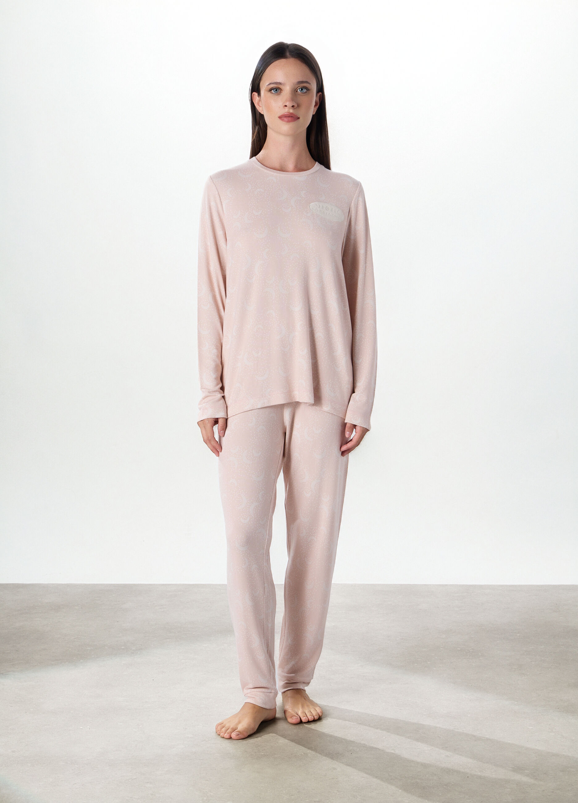 Set pigiama lungo con stampa donna_0
