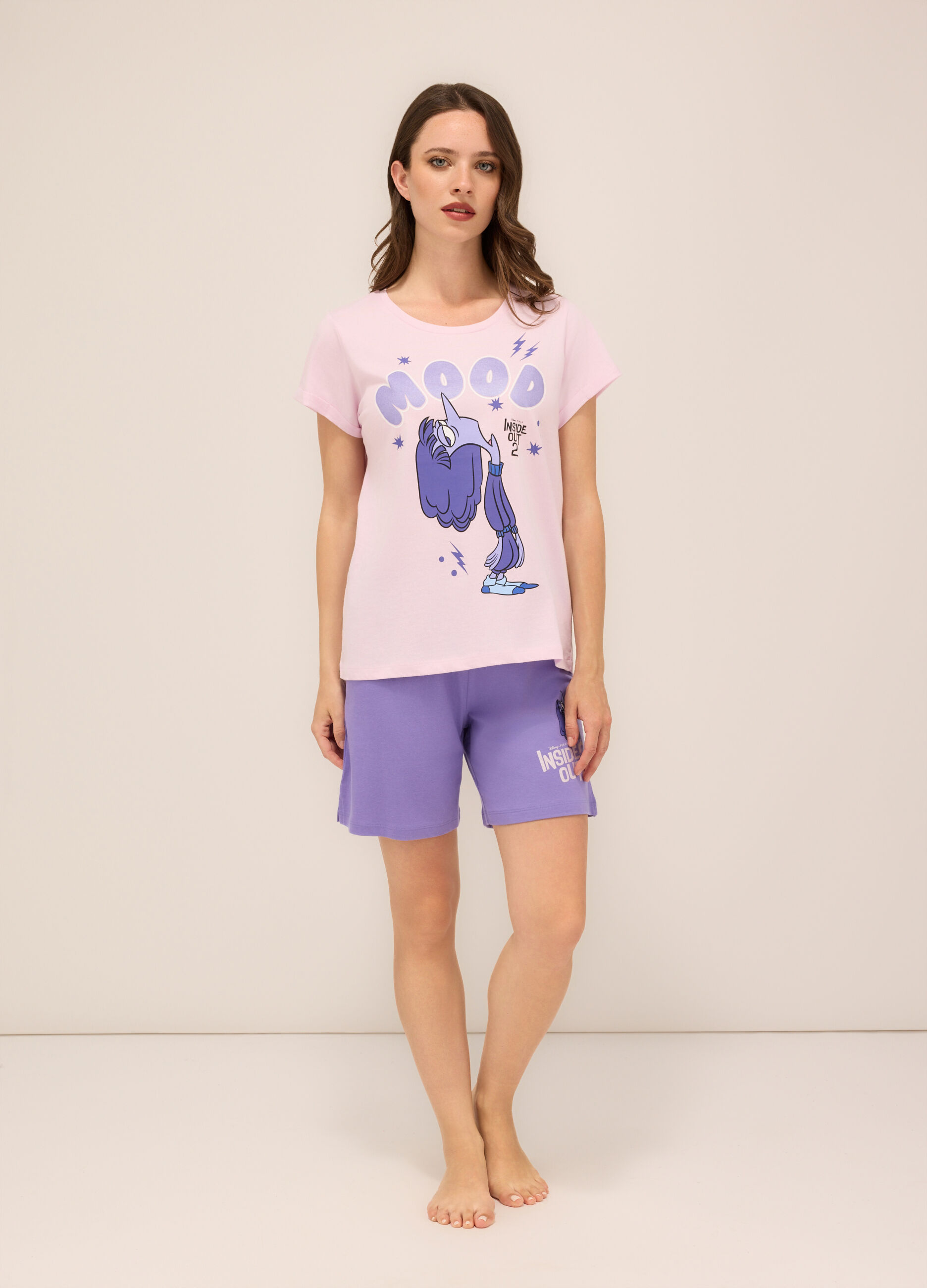 Set pigiama corto in jersey di puro cotone donna_0
