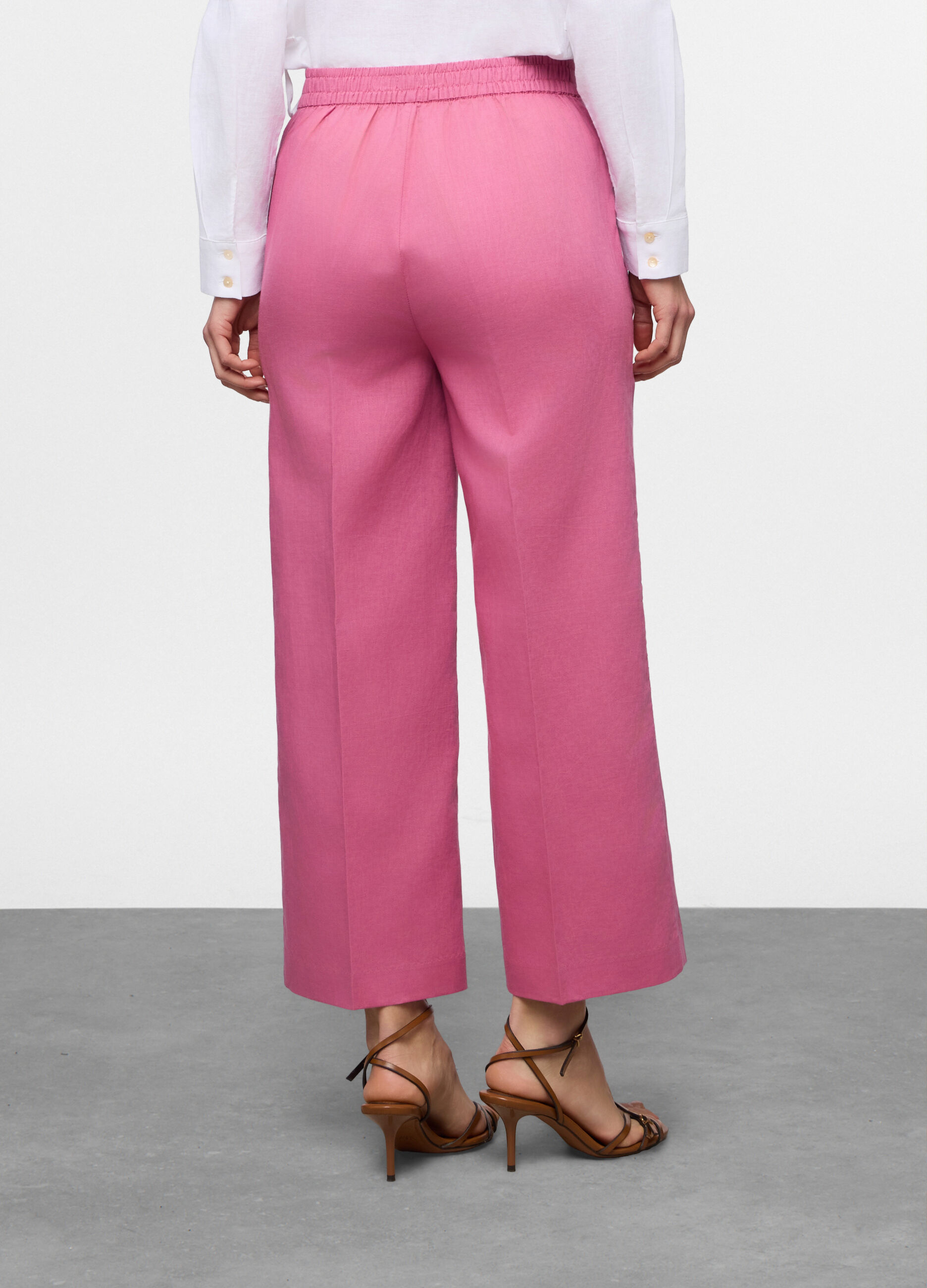Pantaloni wide leg misto lino donna_1