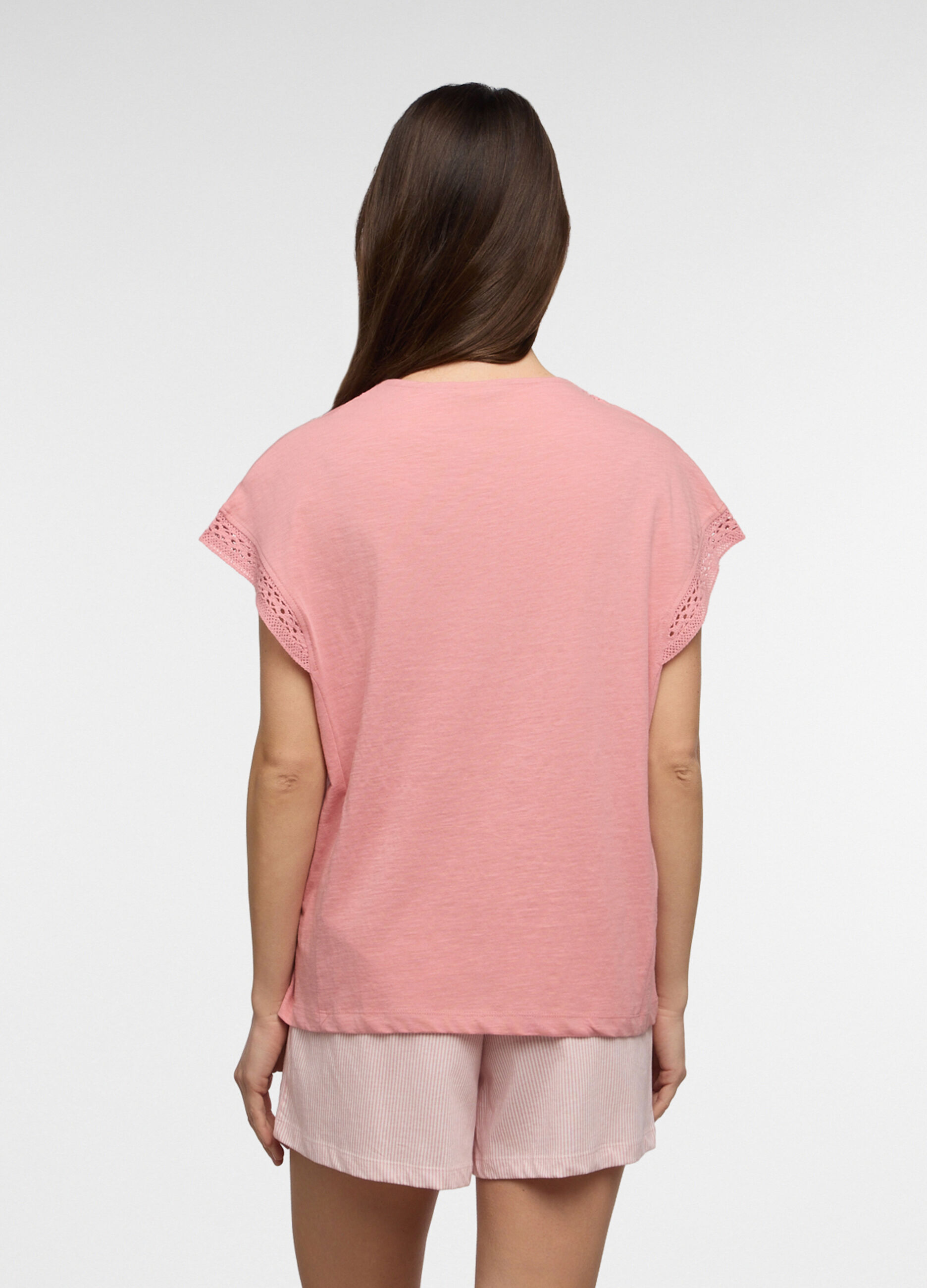 Set pigiama corto in jersey di cotone slub donna_1