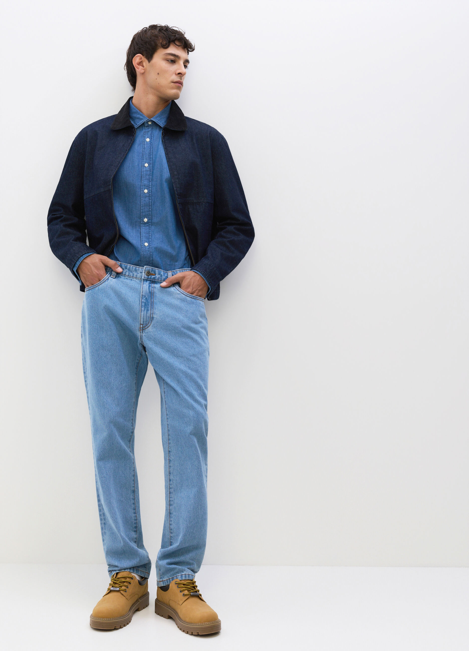 Jeans slim fit in denim di cotone uomo_0