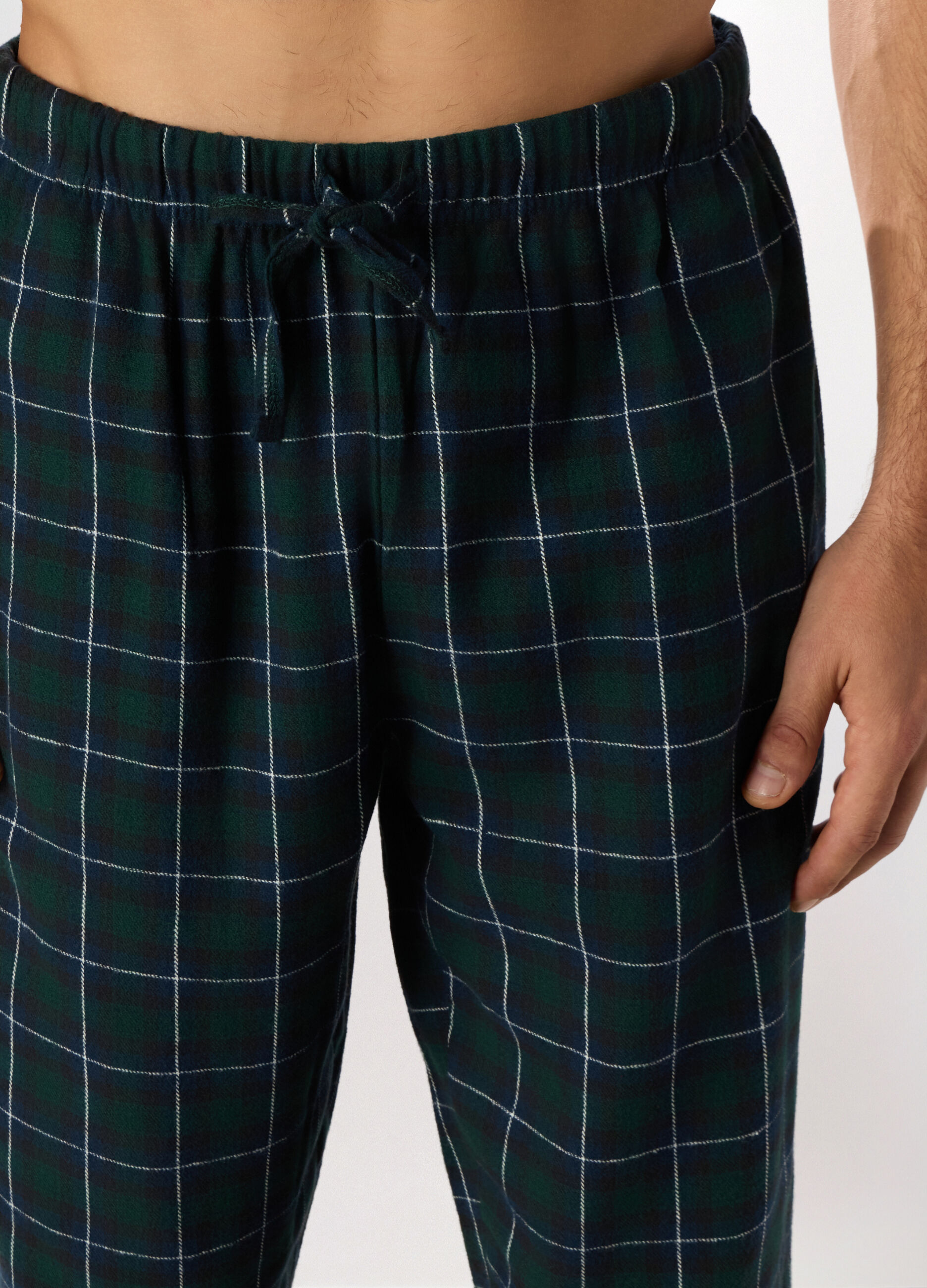 Pantaloni lunghi pigiama in cotone a quadri uomo_2
