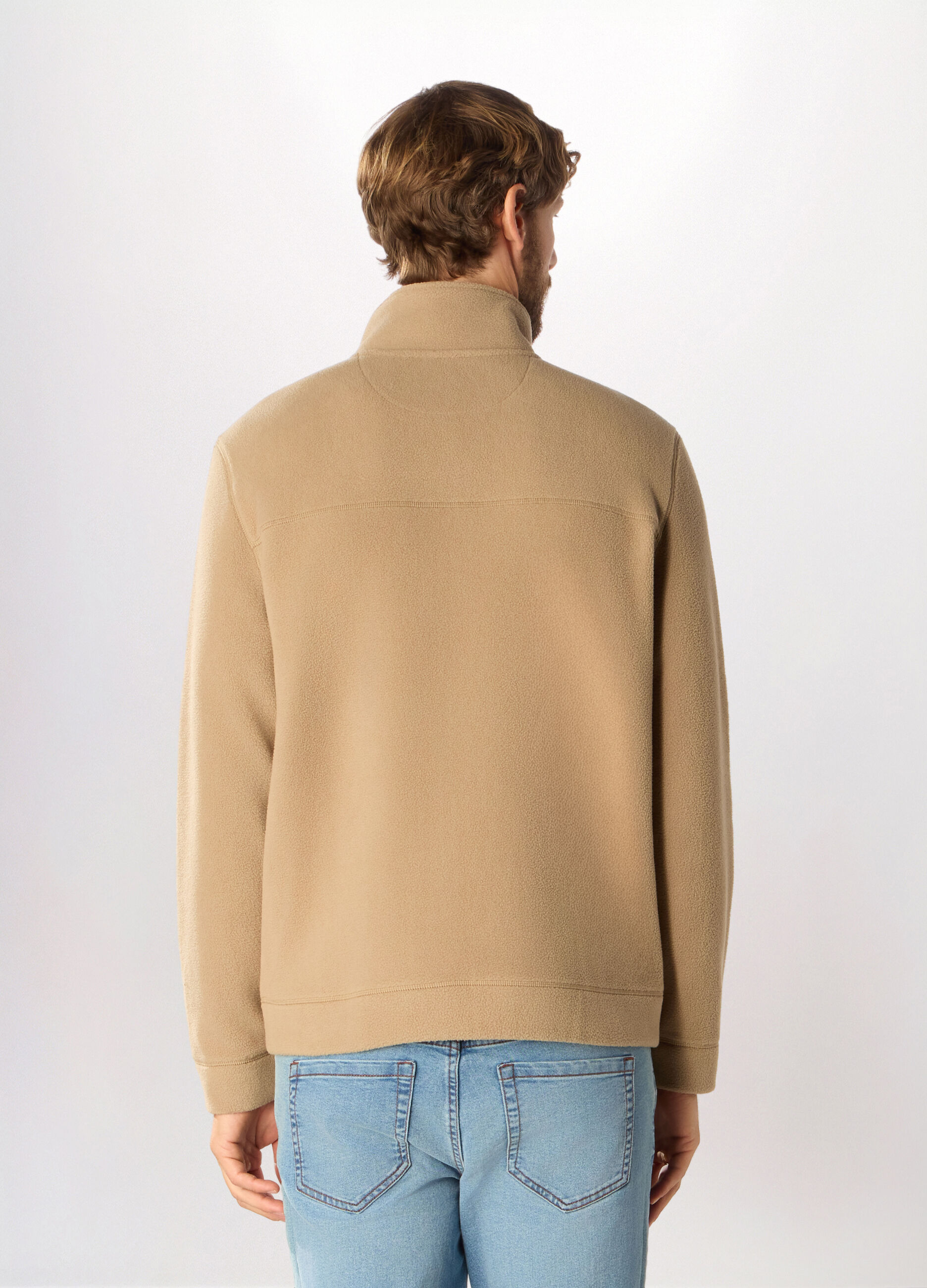 Felpa in pile con zip uomo_1