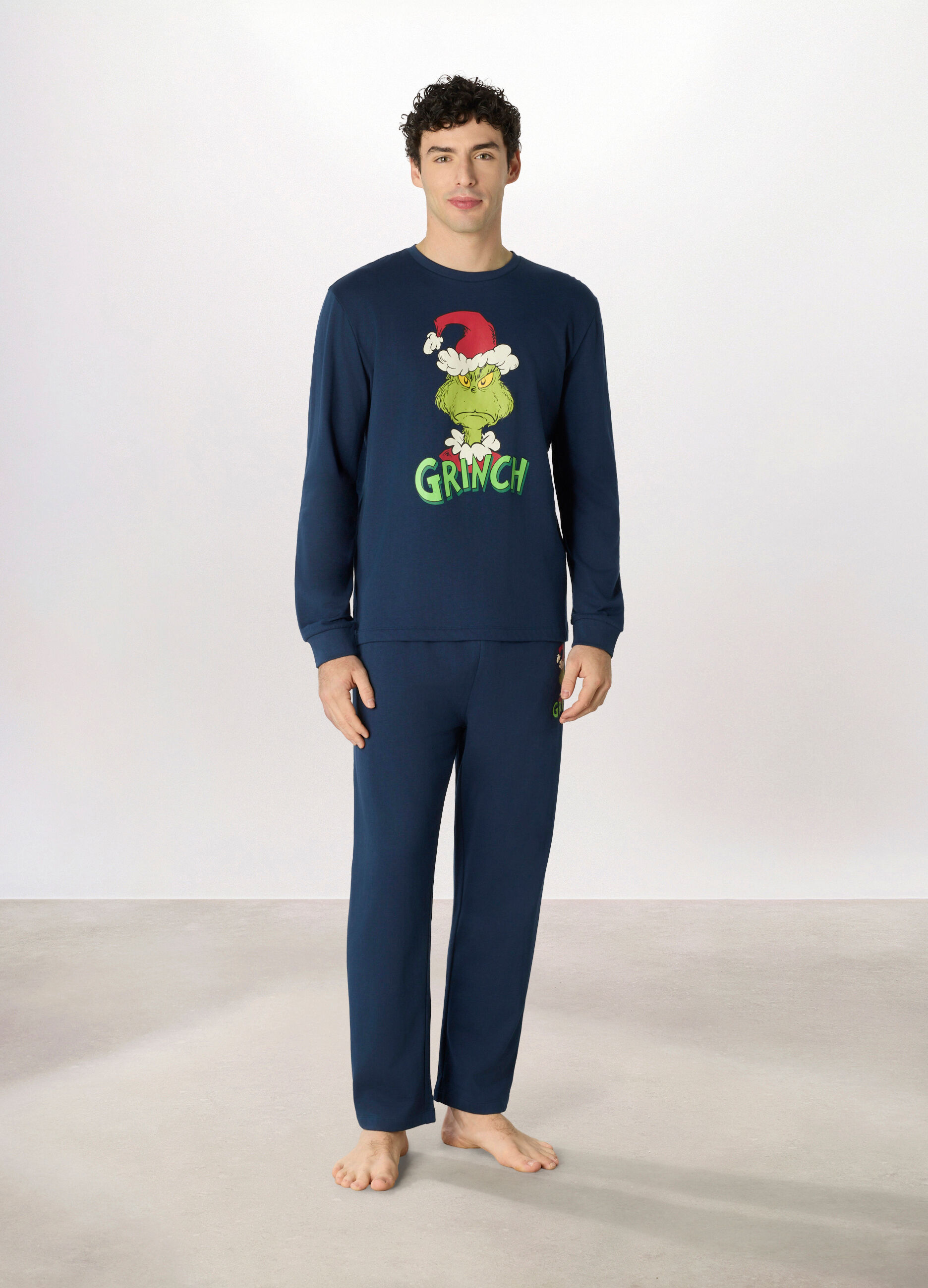 Pigiama lungo in felpa di cotone Grinch uomo_0