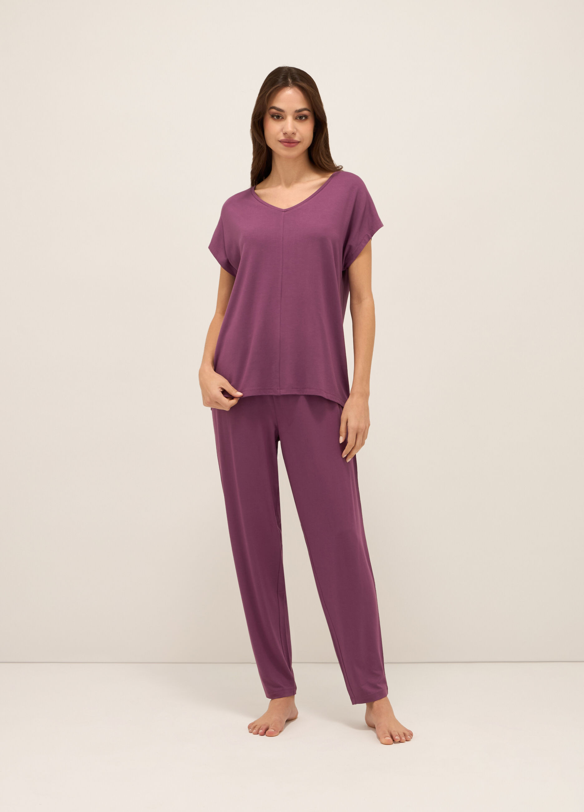Pantaloni pigiama in jersey stretch donna_0
