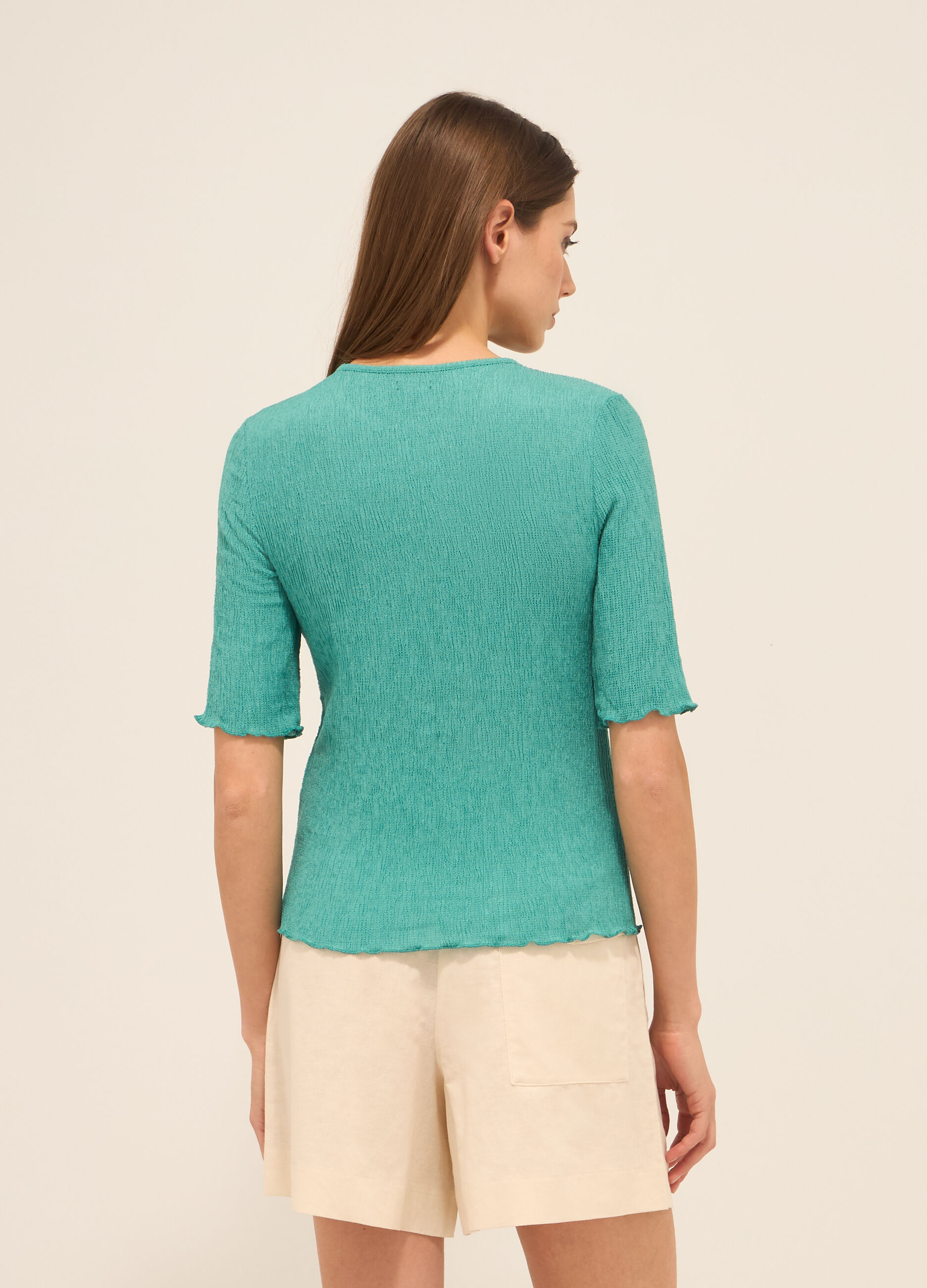 T-shirt misto viscosa crinkle donna_1