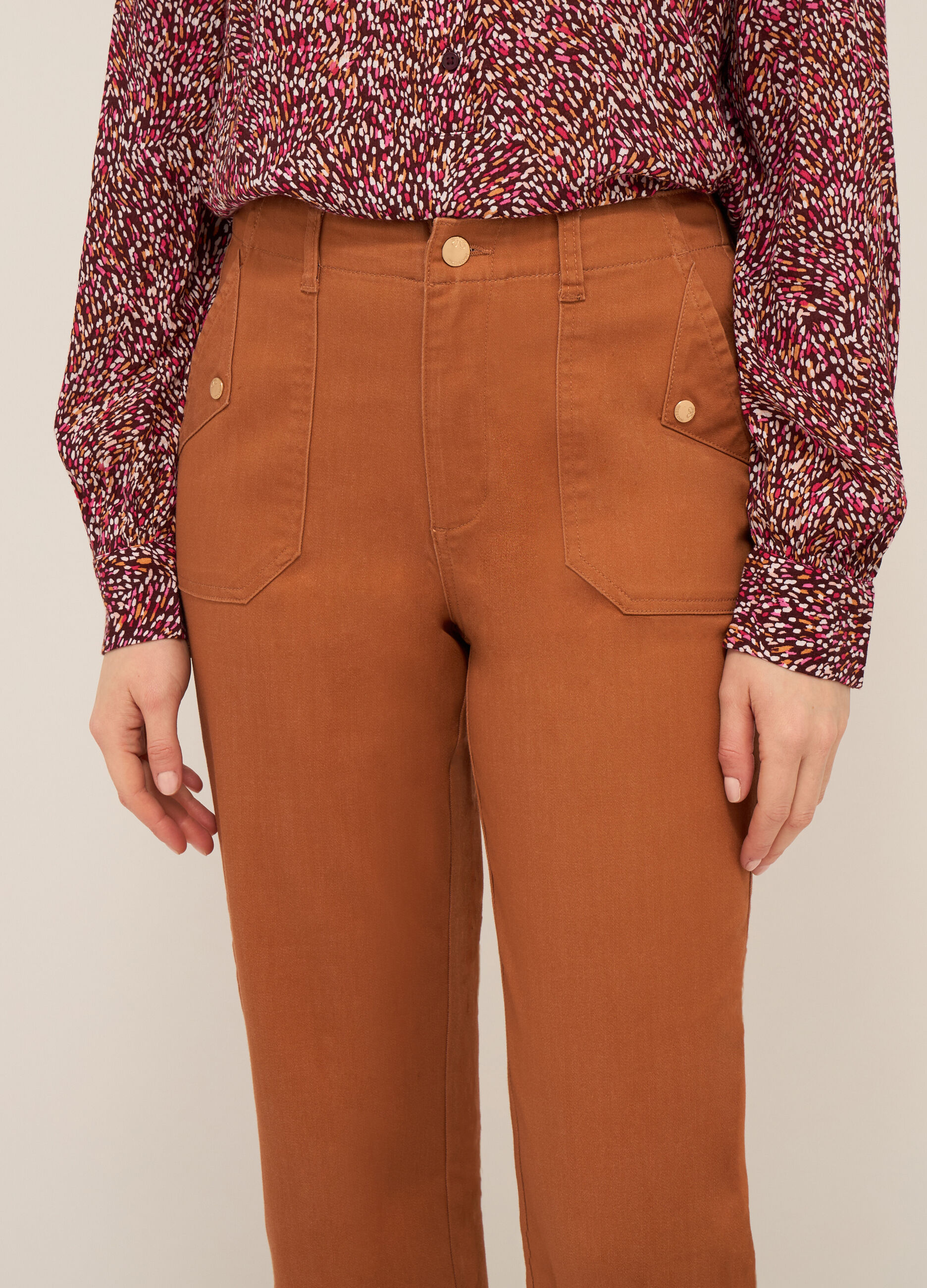 Pantaloni in misto cotone stretch donna