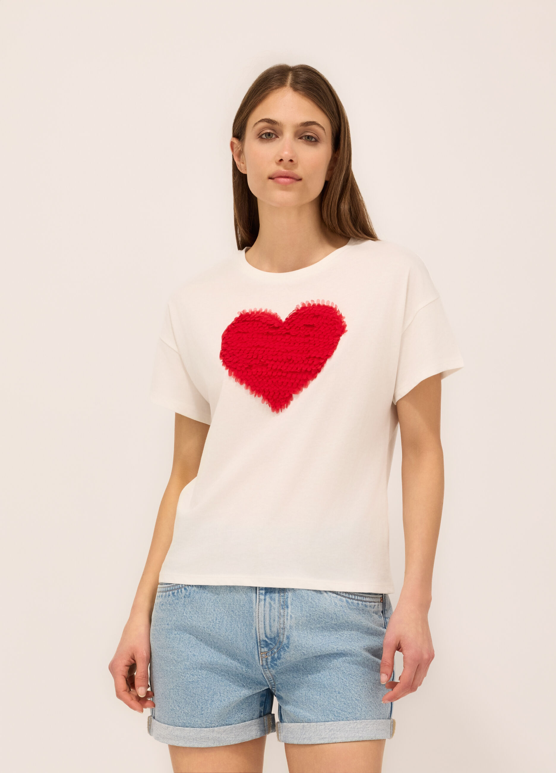 T-shirt in jersey di puro cotone donna_0
