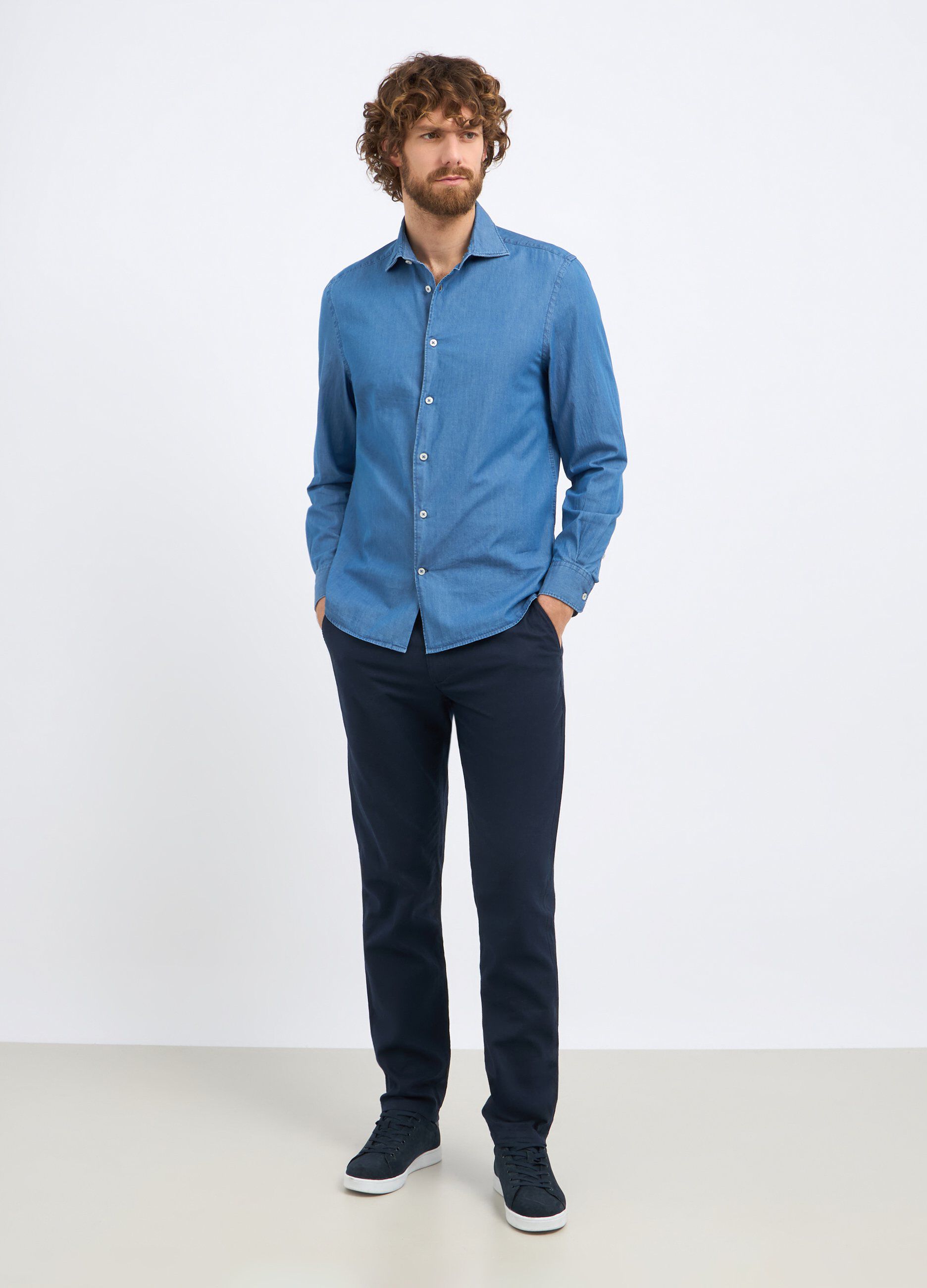 Pantaloni chino in misto lino uomo_0