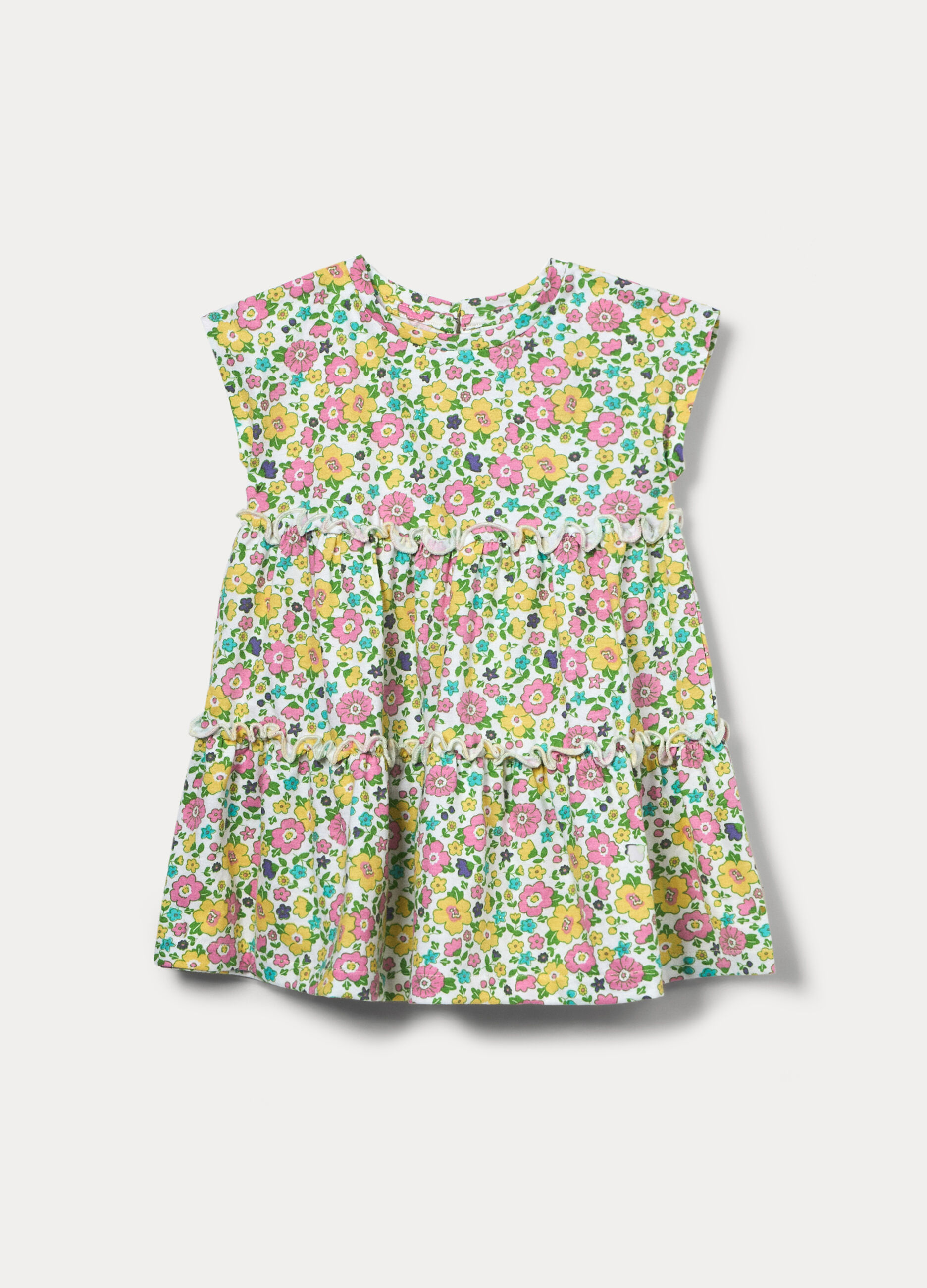 Vestito corto a balze in jersey di puro cotone bimba_0