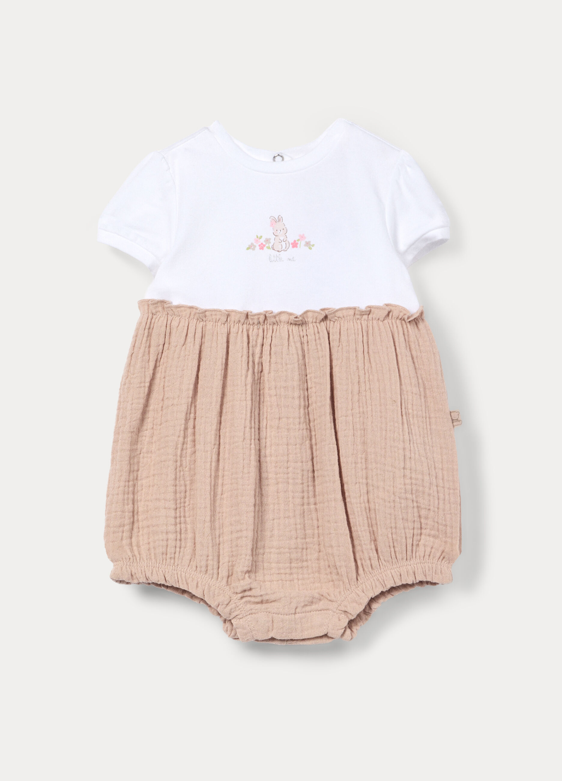 Pagliaccetto girocollo in jersey di cotone stretch neonata_0