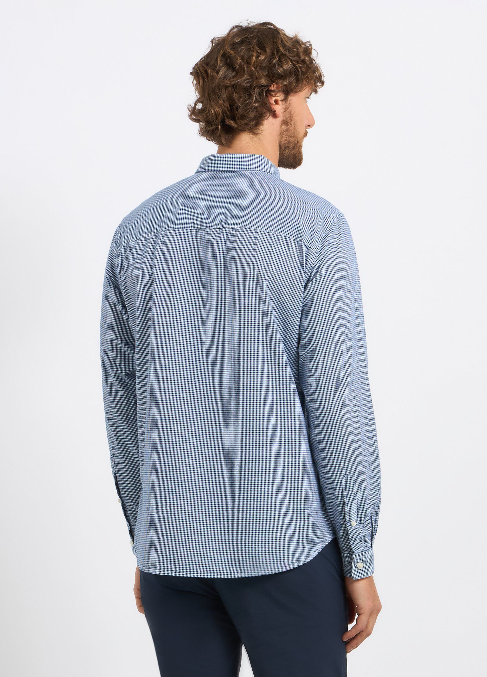 Camicia in puro cotone a micro quadri uomo_1