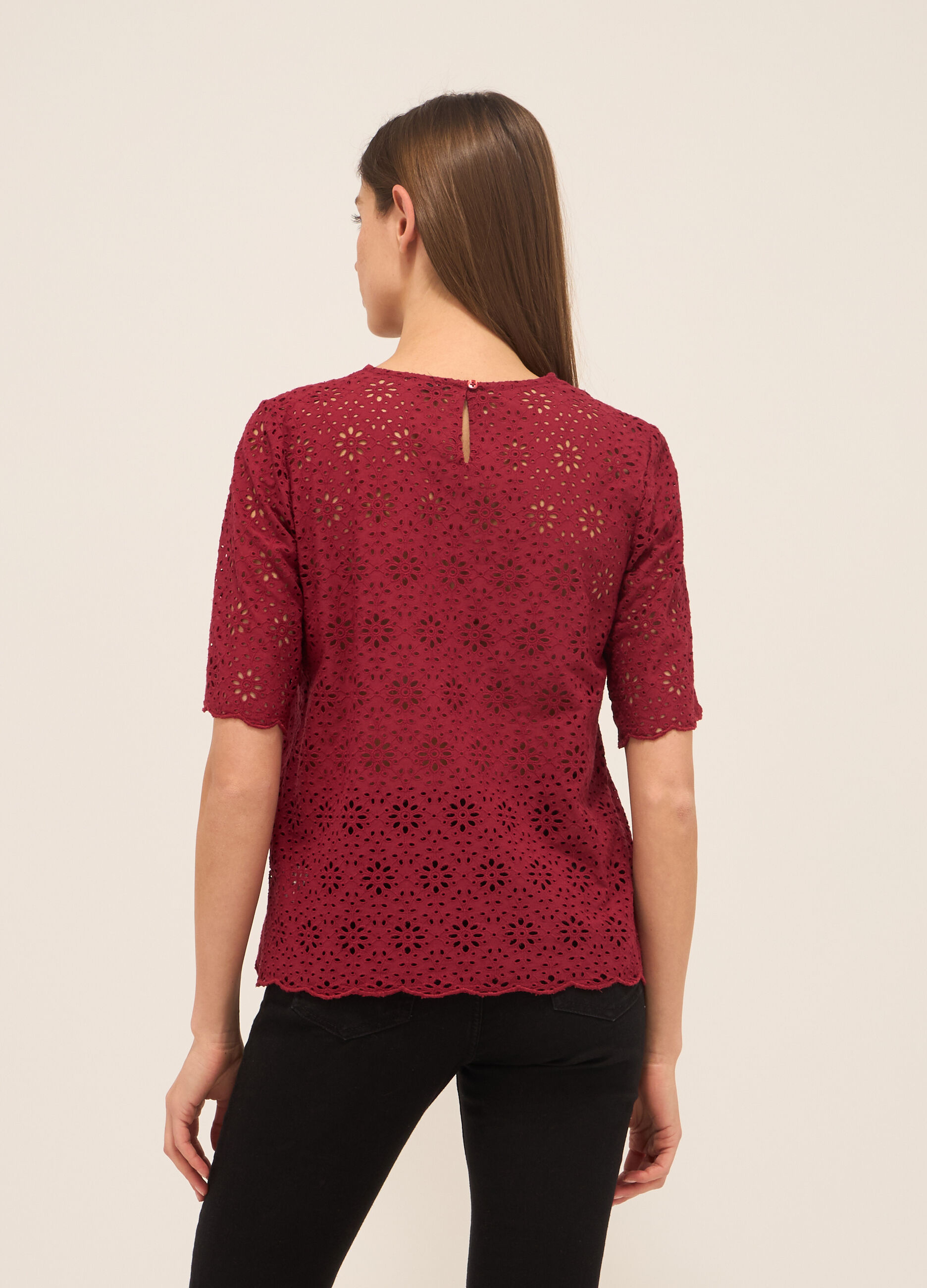 Blusa in puro cotone con ricami donna_1