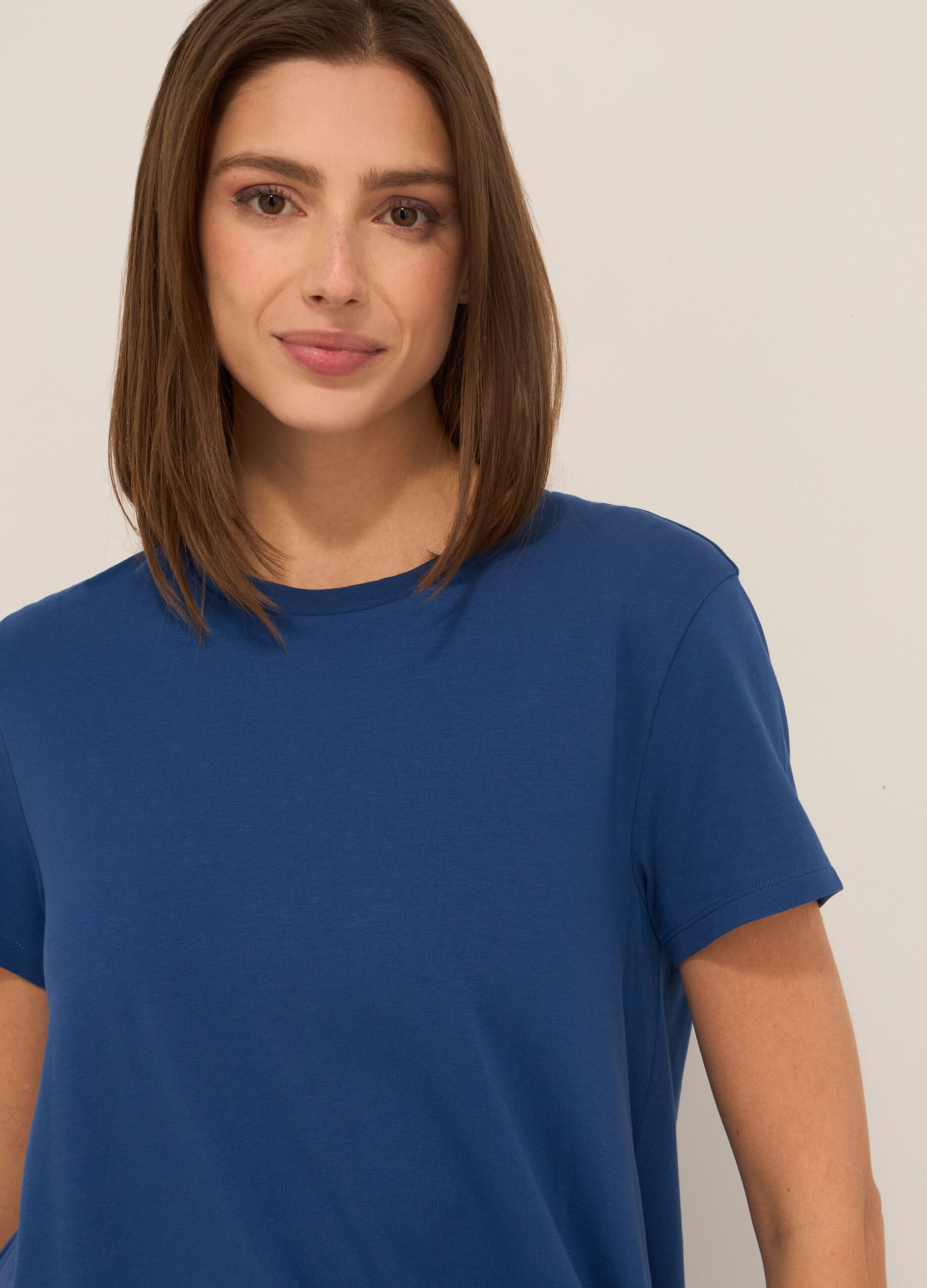Abito corto in jersey di cotone stretch donna_2
