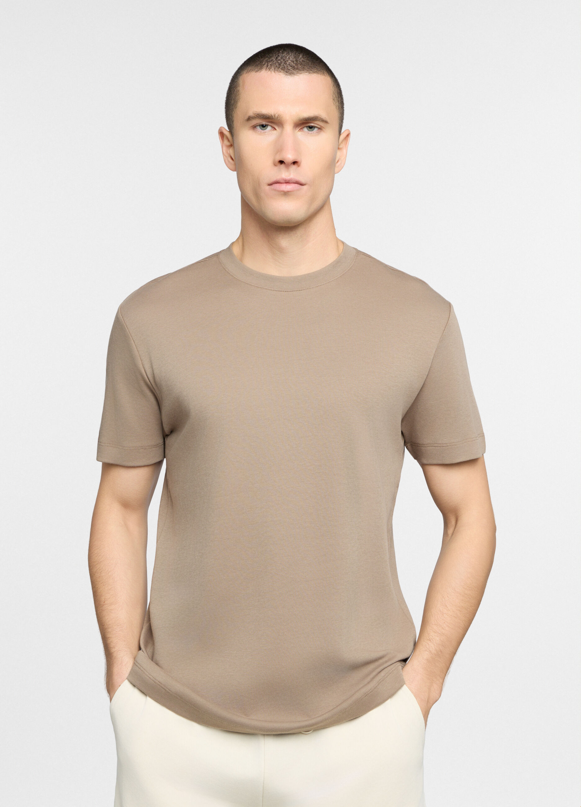 T-shirt girocollo in interlock di cotone uomo_0