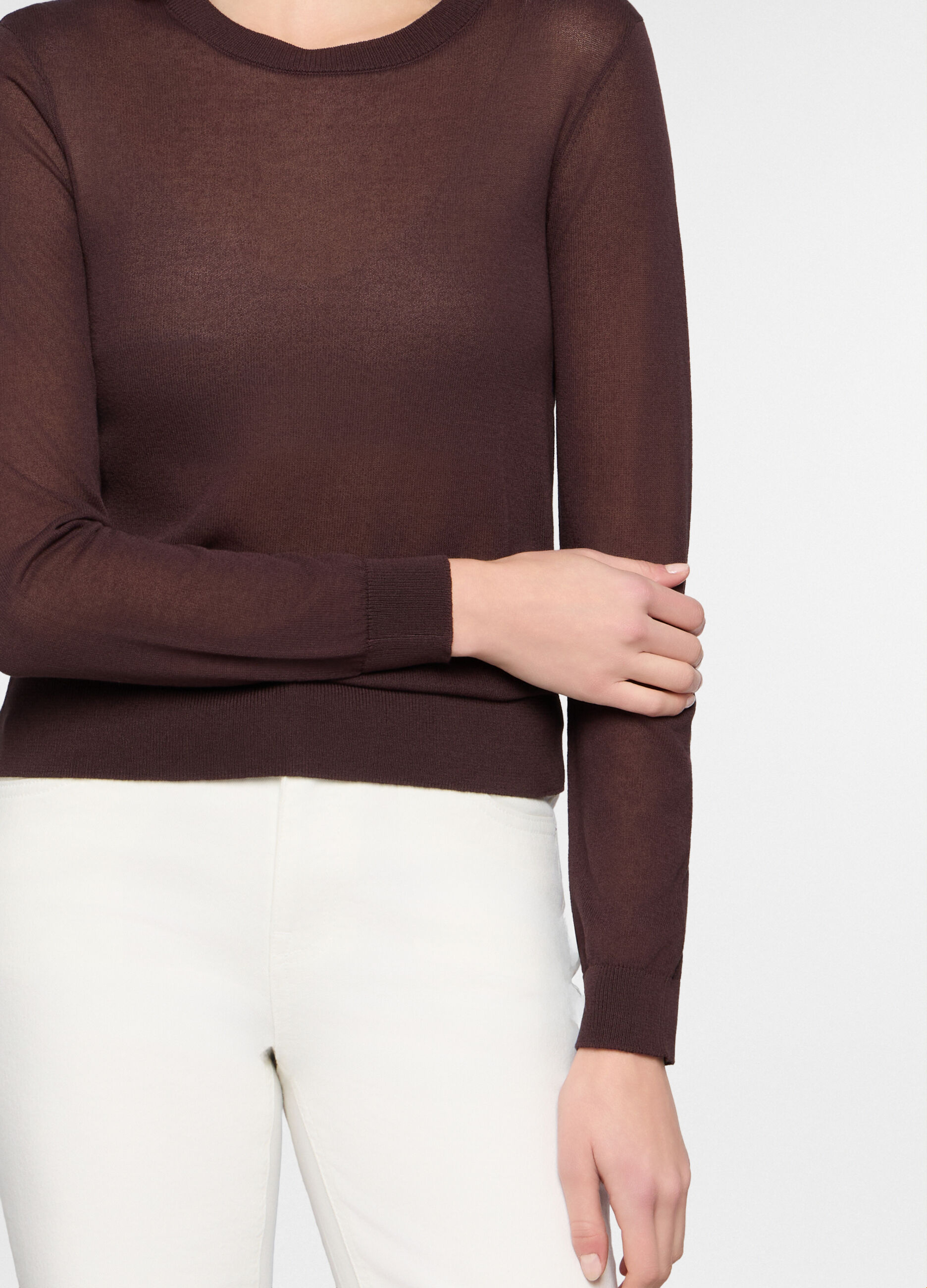 Maglia girocollo rasata donna_2