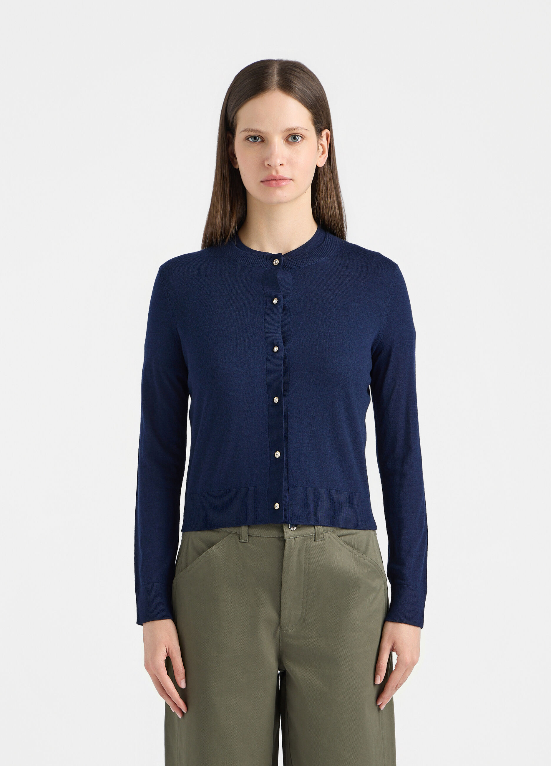 Cardigan girocollo rasato donna_1