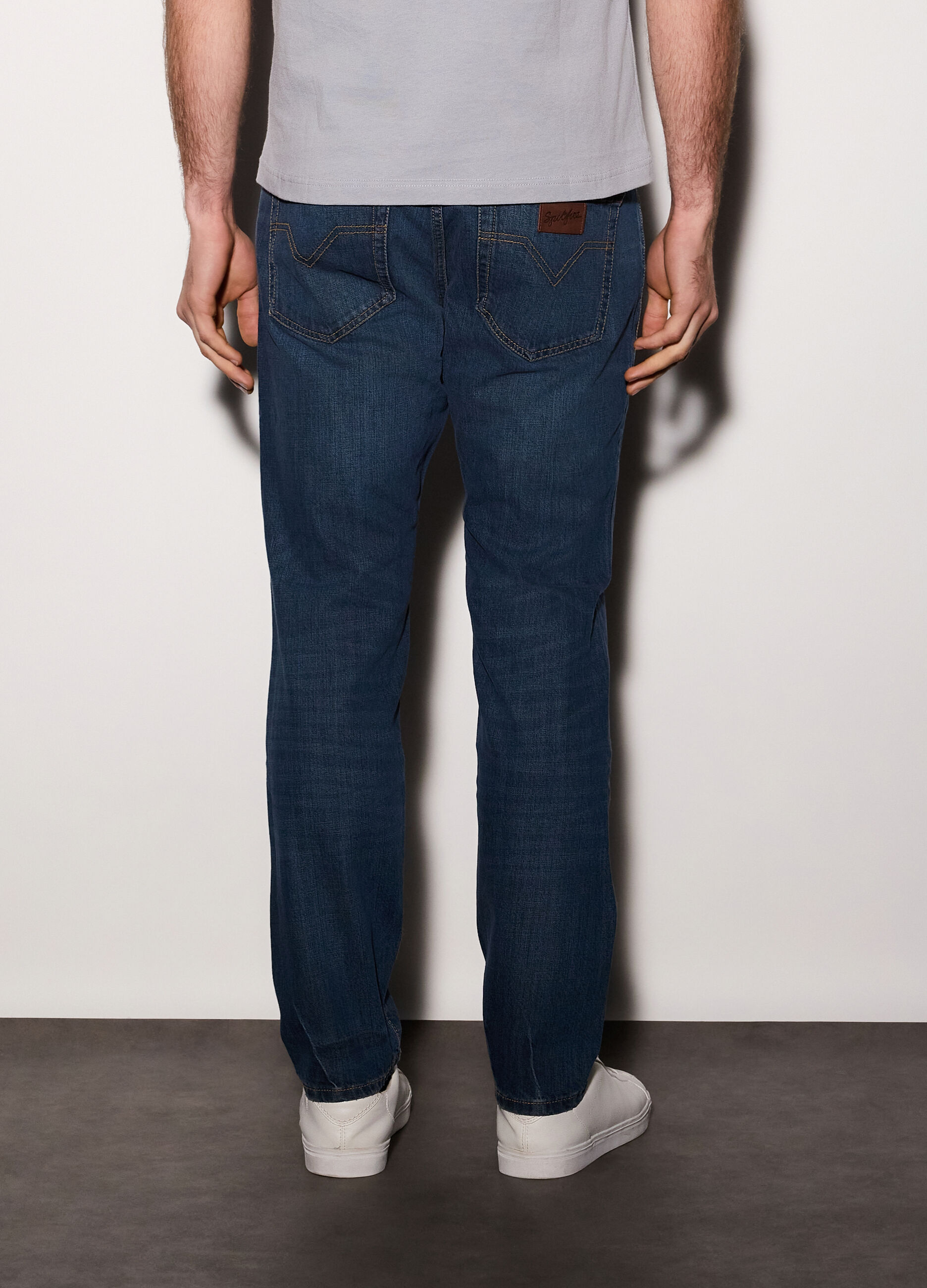 Jeans regular fit in denim di cotone uomo_2