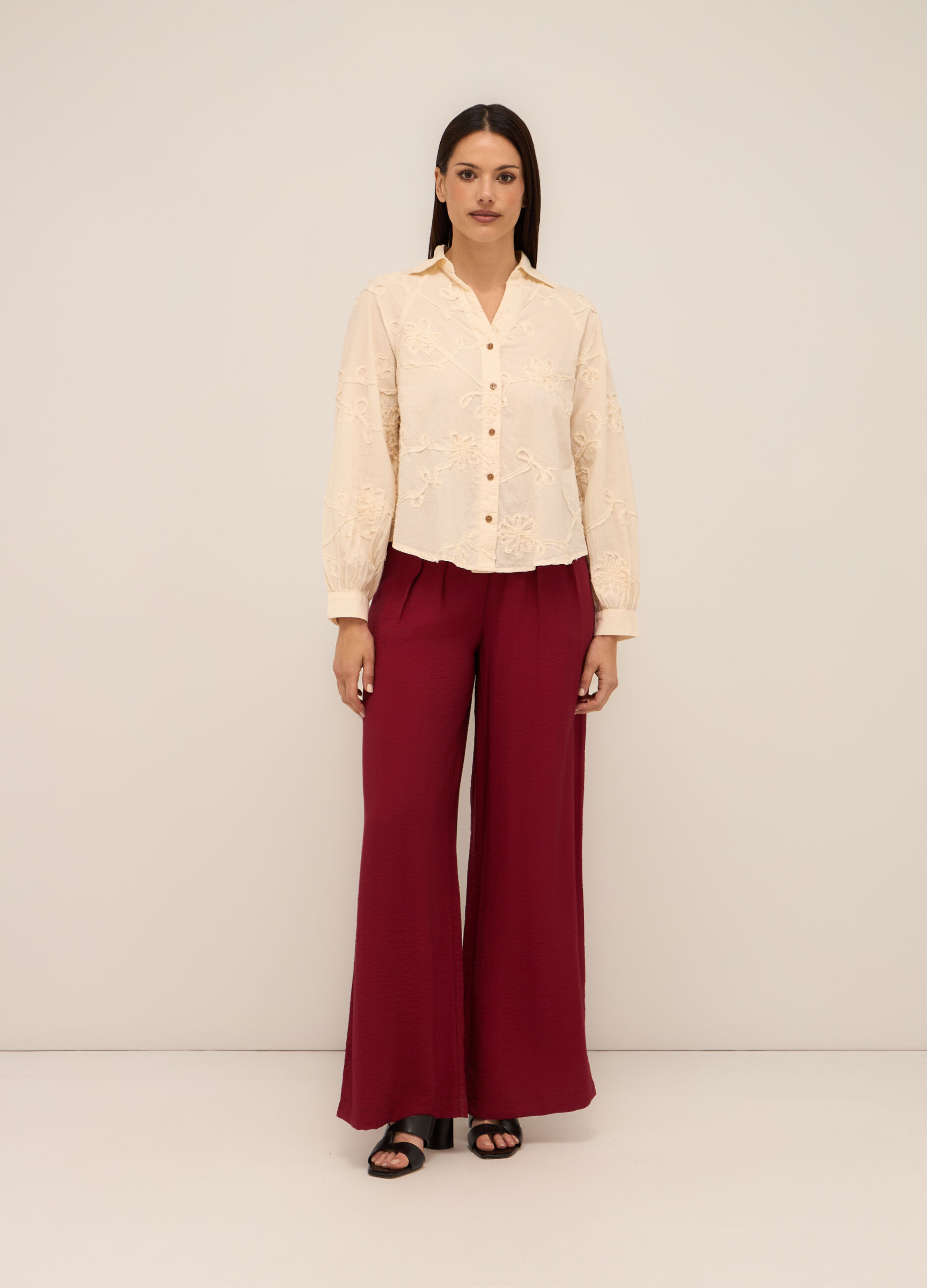 Pantaloni palazzo misto viscosa donna_0