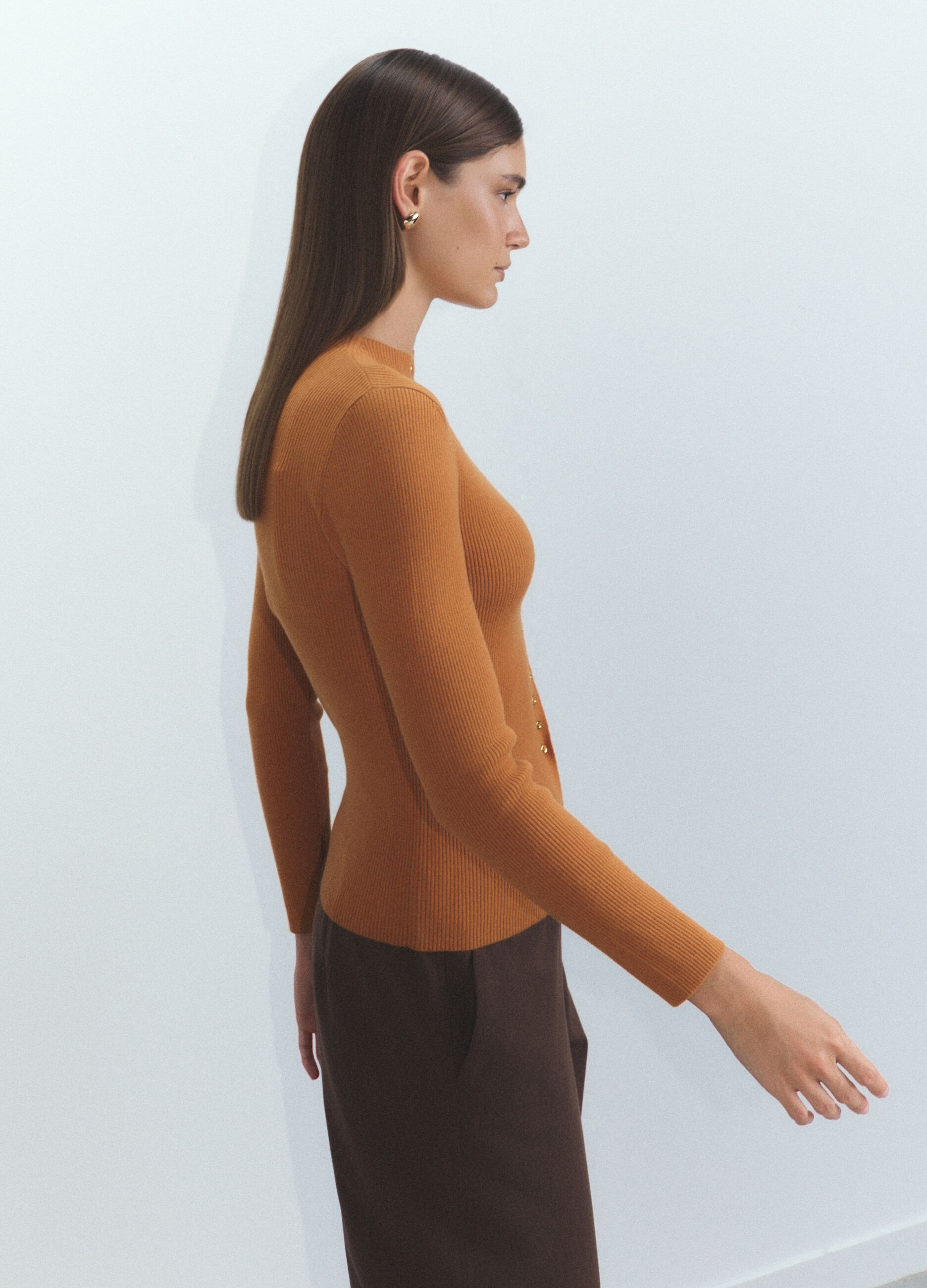 Cardigan girocollo Fitted in costina donna_2