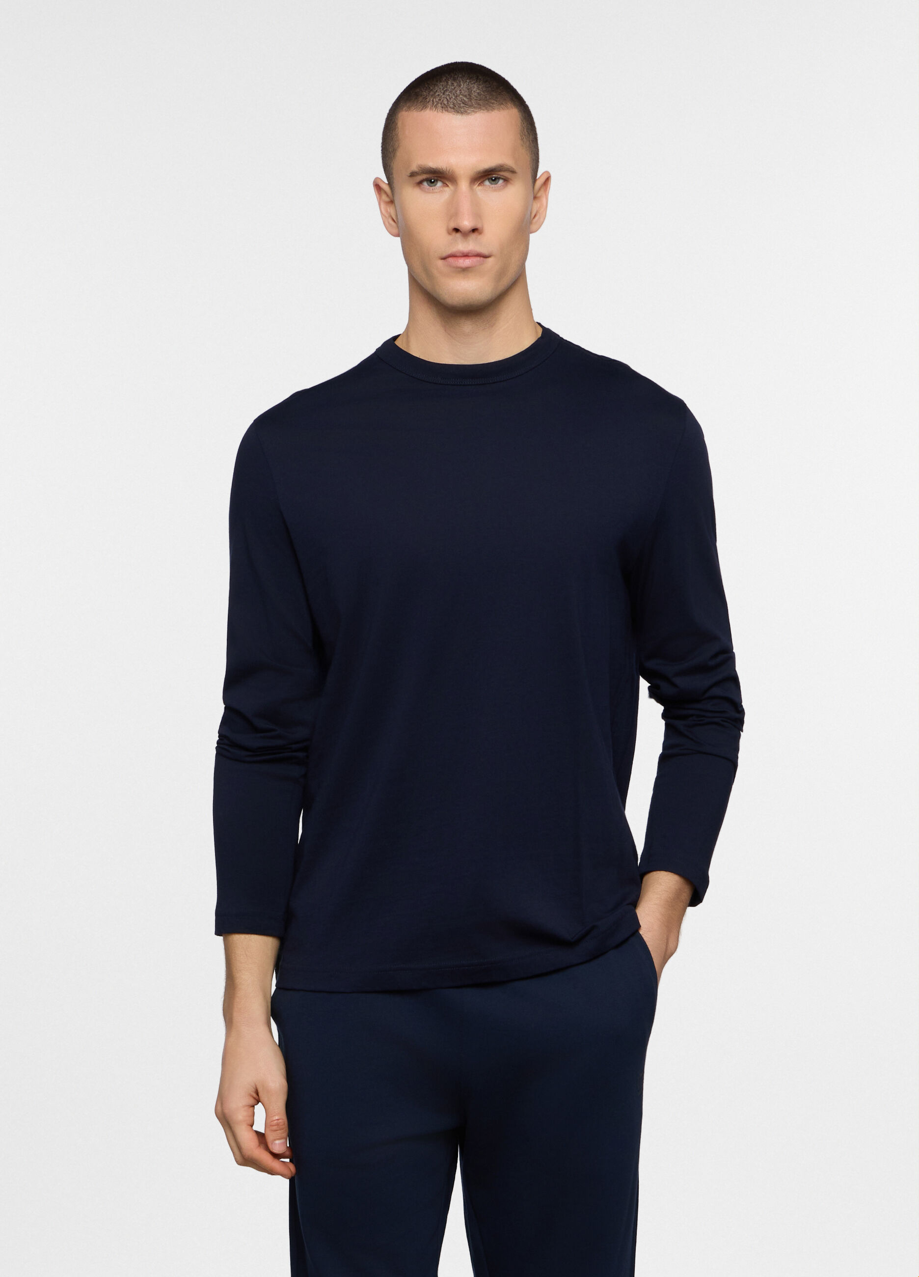 Maglia a maniche lunghe in jersey di cotone_0