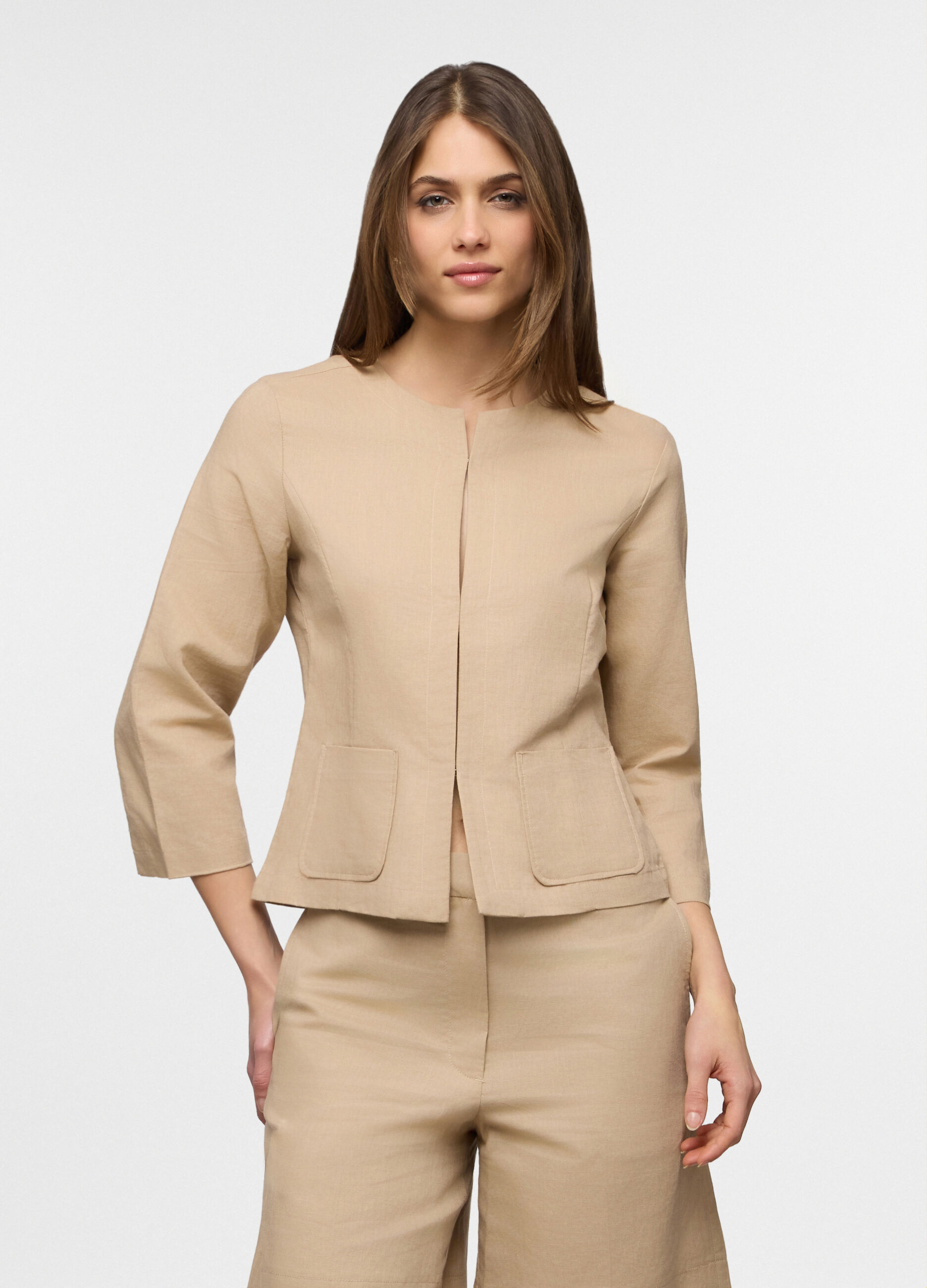 Giacca misto lino donna _0