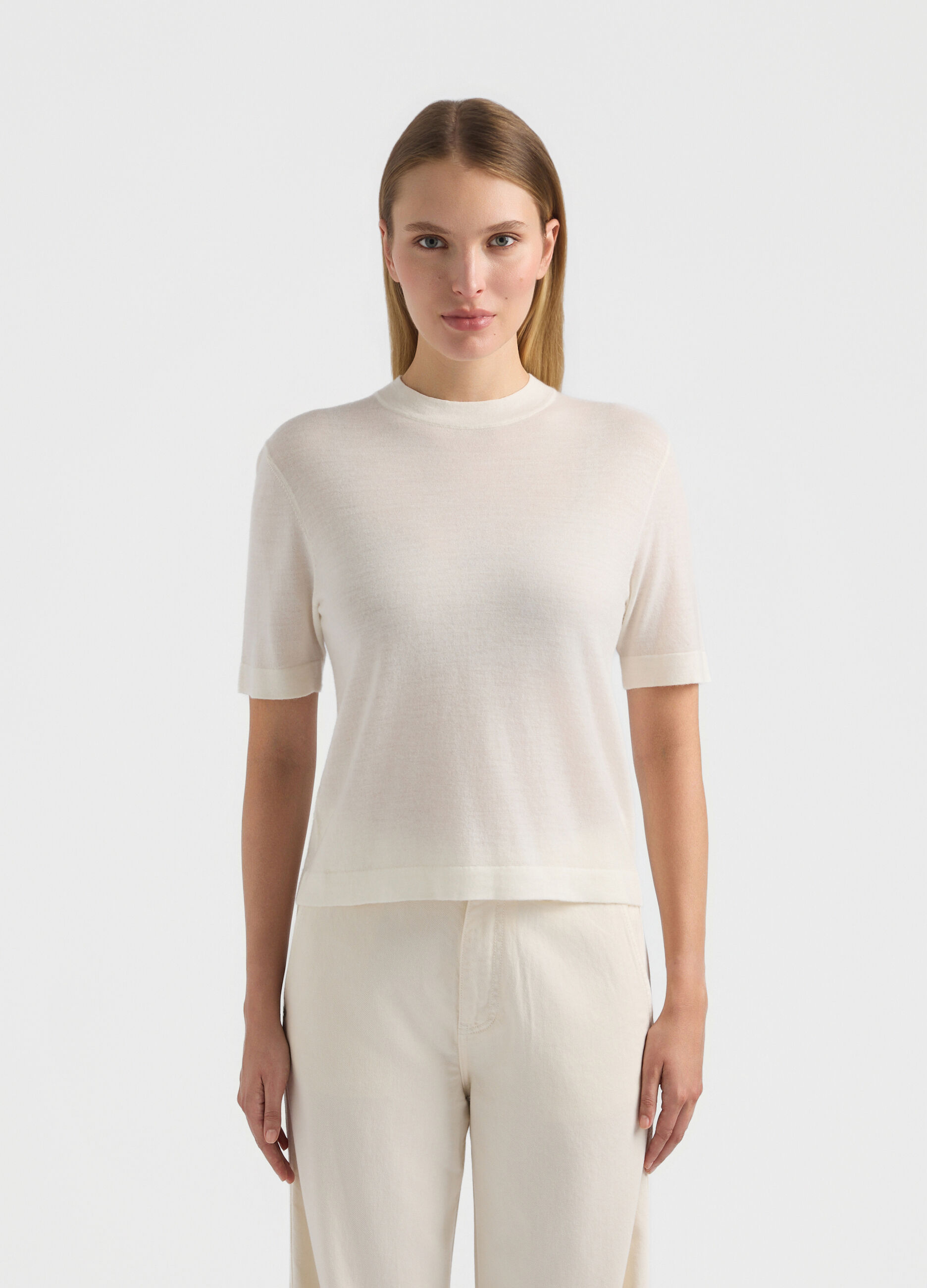 Maglia girocollo rasata donna_1