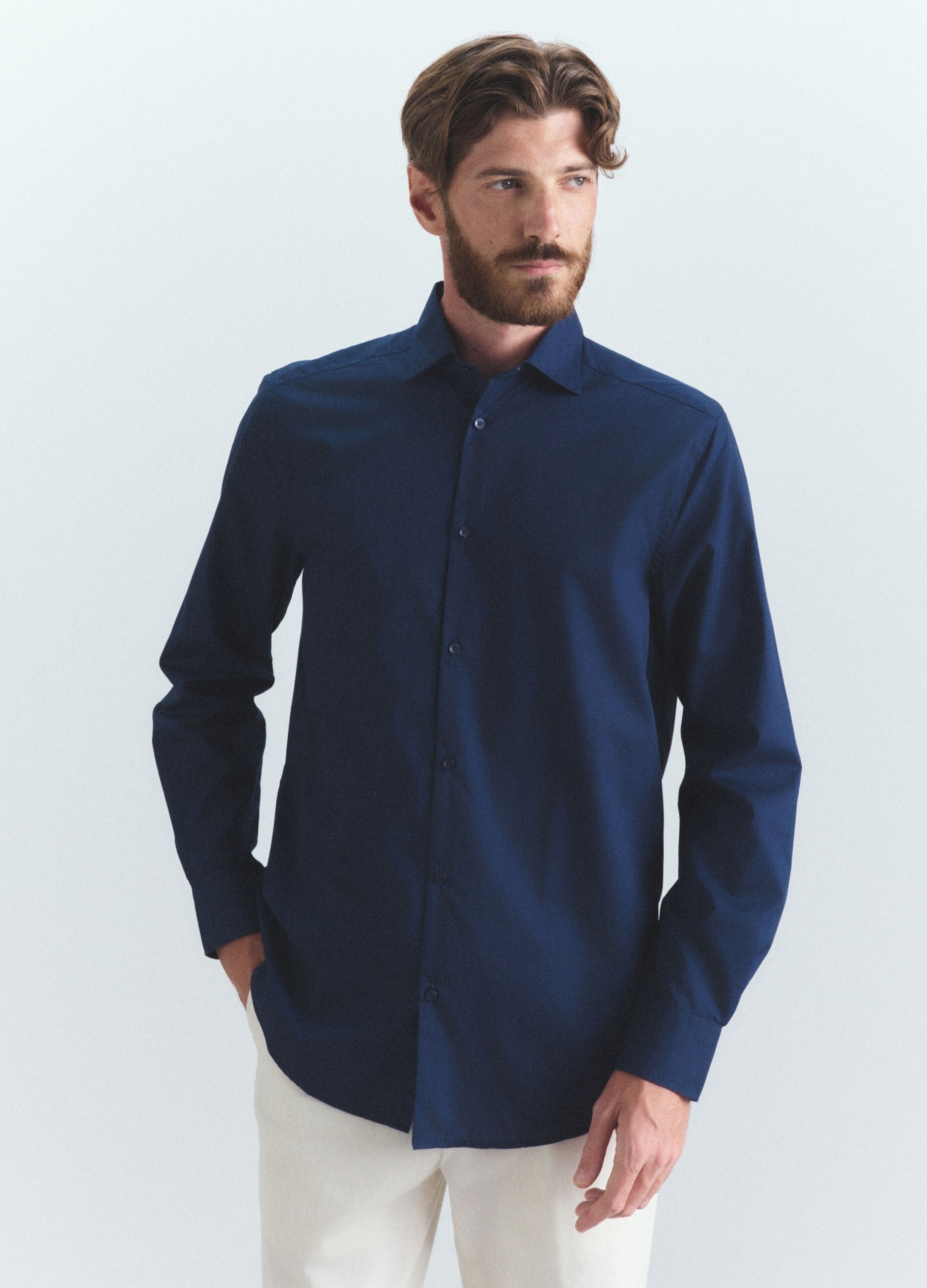Camicia regular fit in misto cotone uomo_1