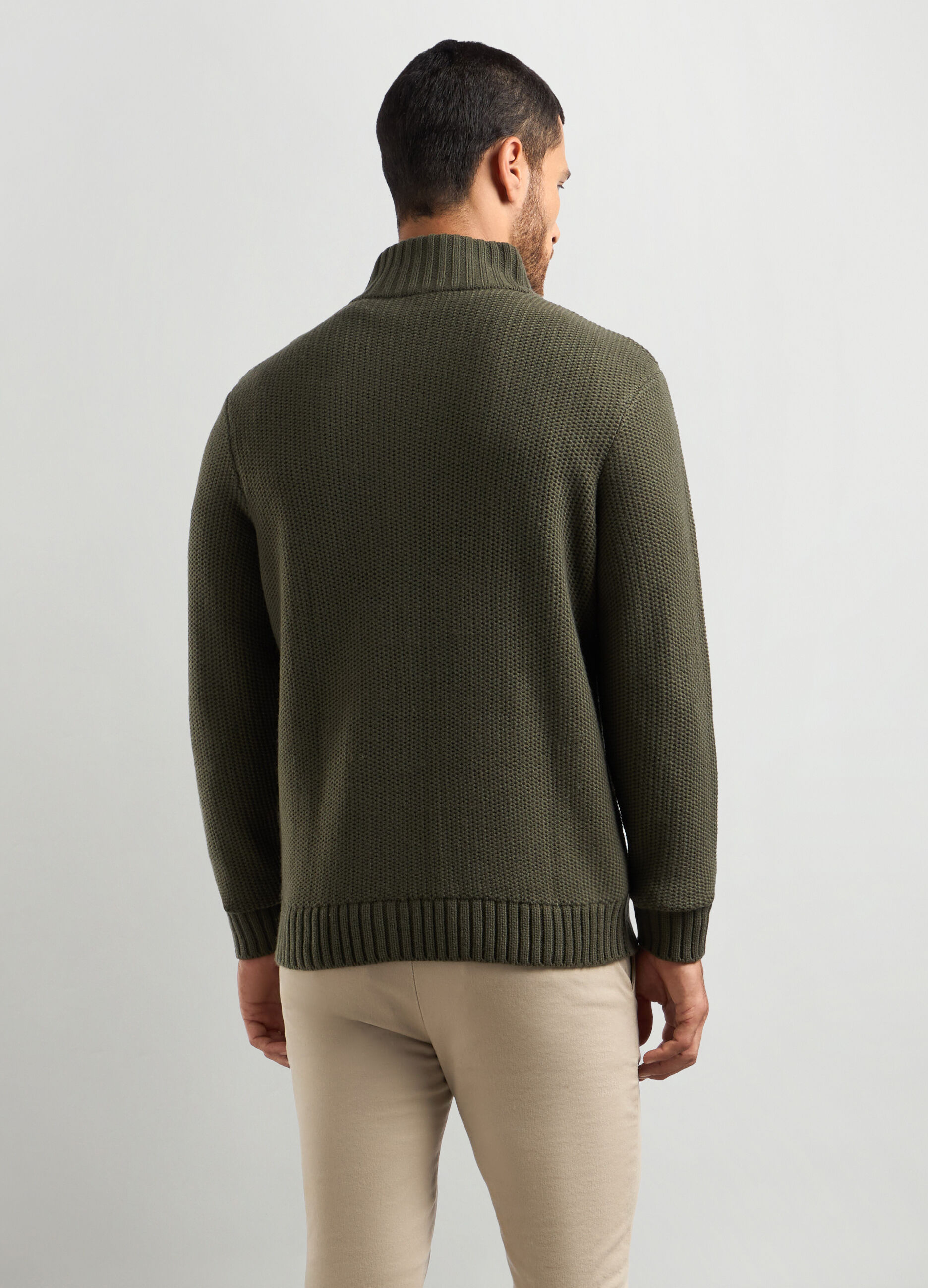 Cardigan collo alto in maglia rasata a rovescio uomo_1