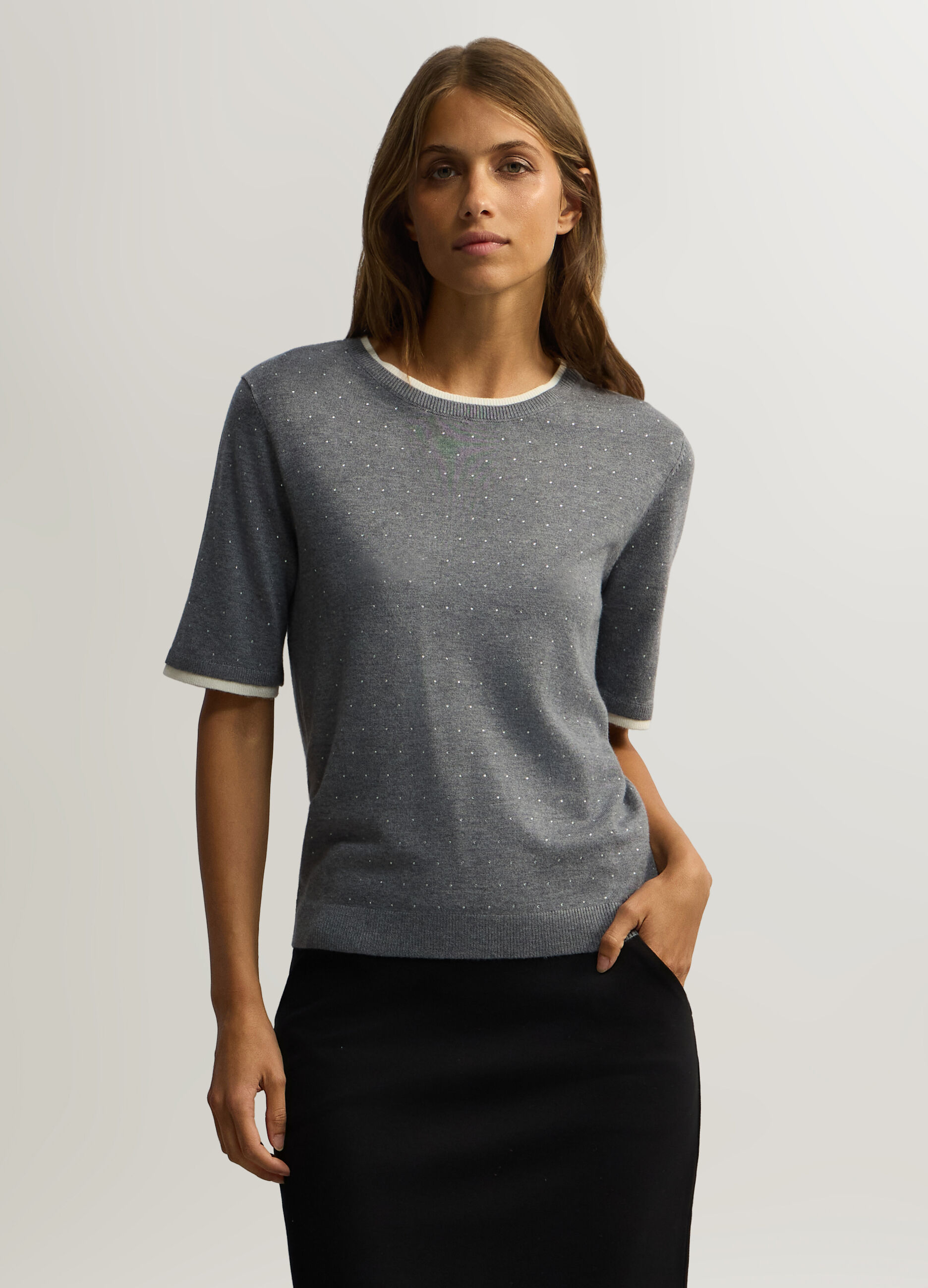 Maglia girocollo rasata donna_0