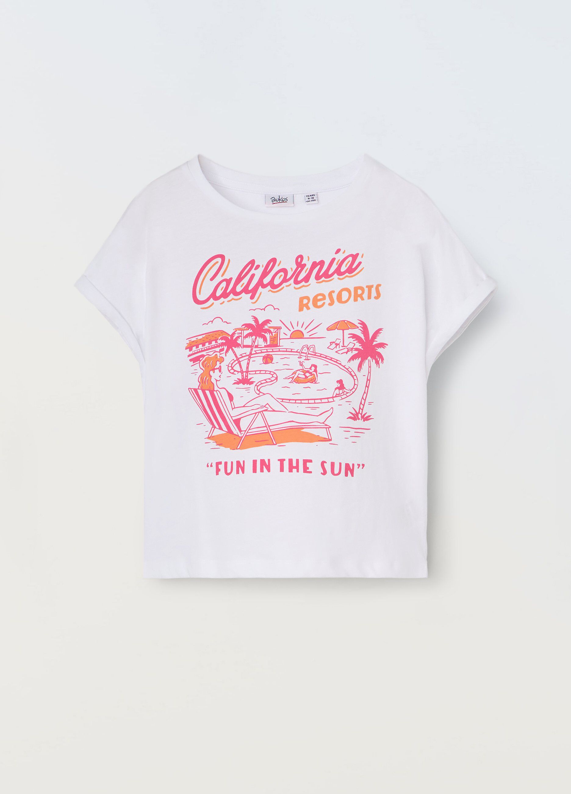 T-shirt cropped in puro cotone ragazza_0