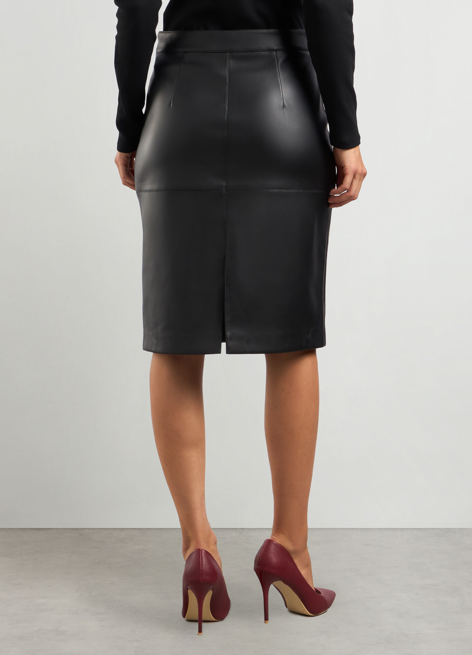 Gonna a tubino in eco pelle donna