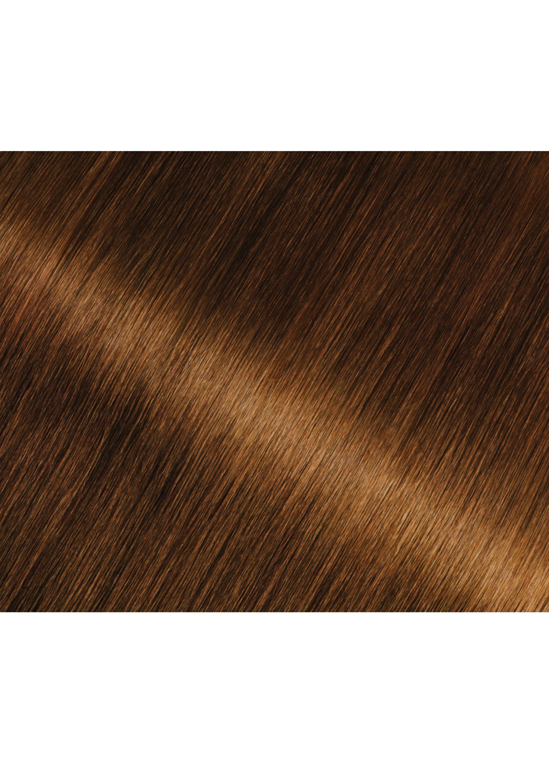 Garnier Tinta Capelli Olia, Colorazione permanente senza ammoniaca per una fragranza delicata, copre il 100% dei capelli bianchi, Con oli di fiori di origine naturale, Castano Chiaro Dorato (6.3).