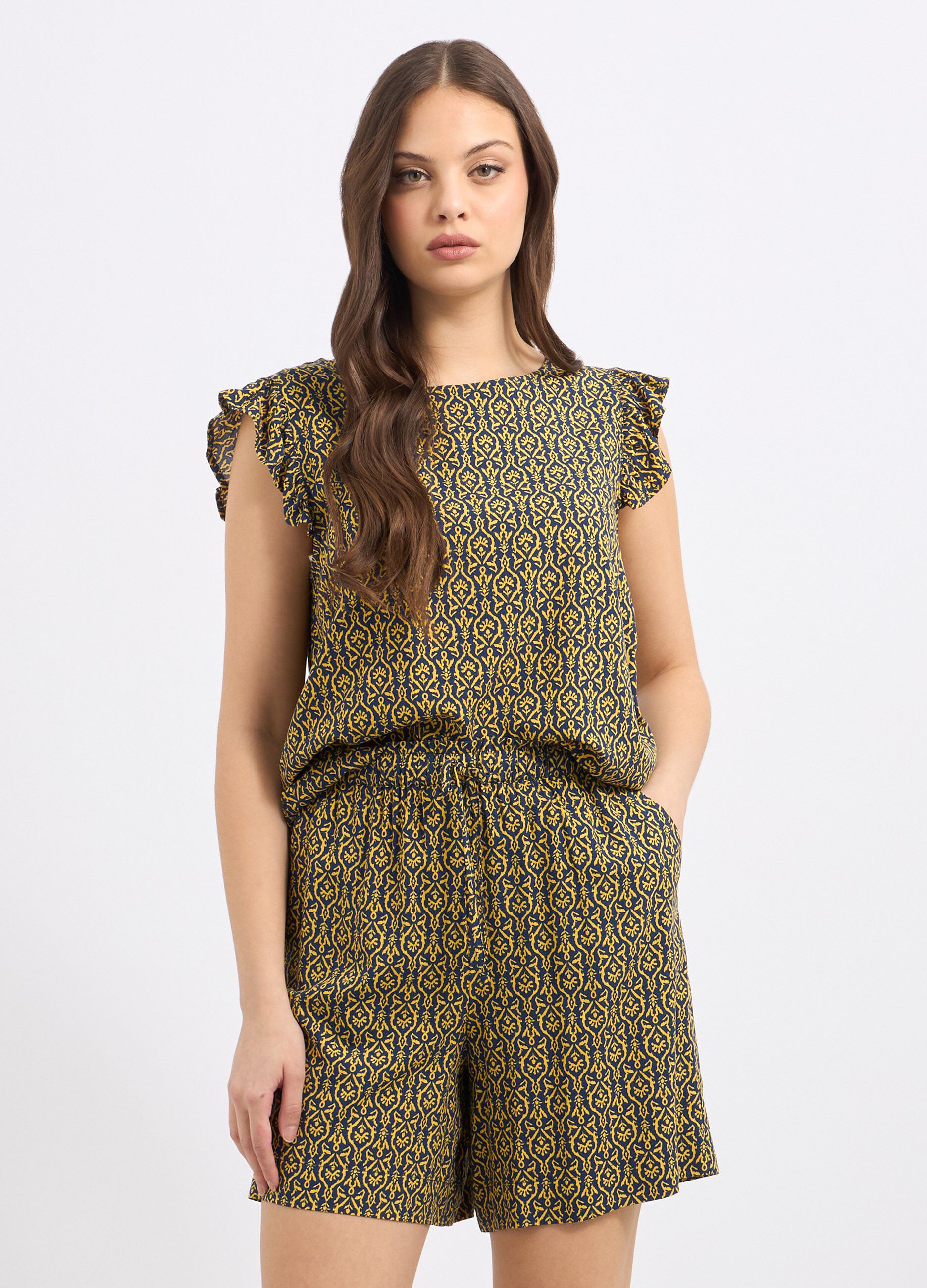 Blusa in pura viscosa con rouches donna
