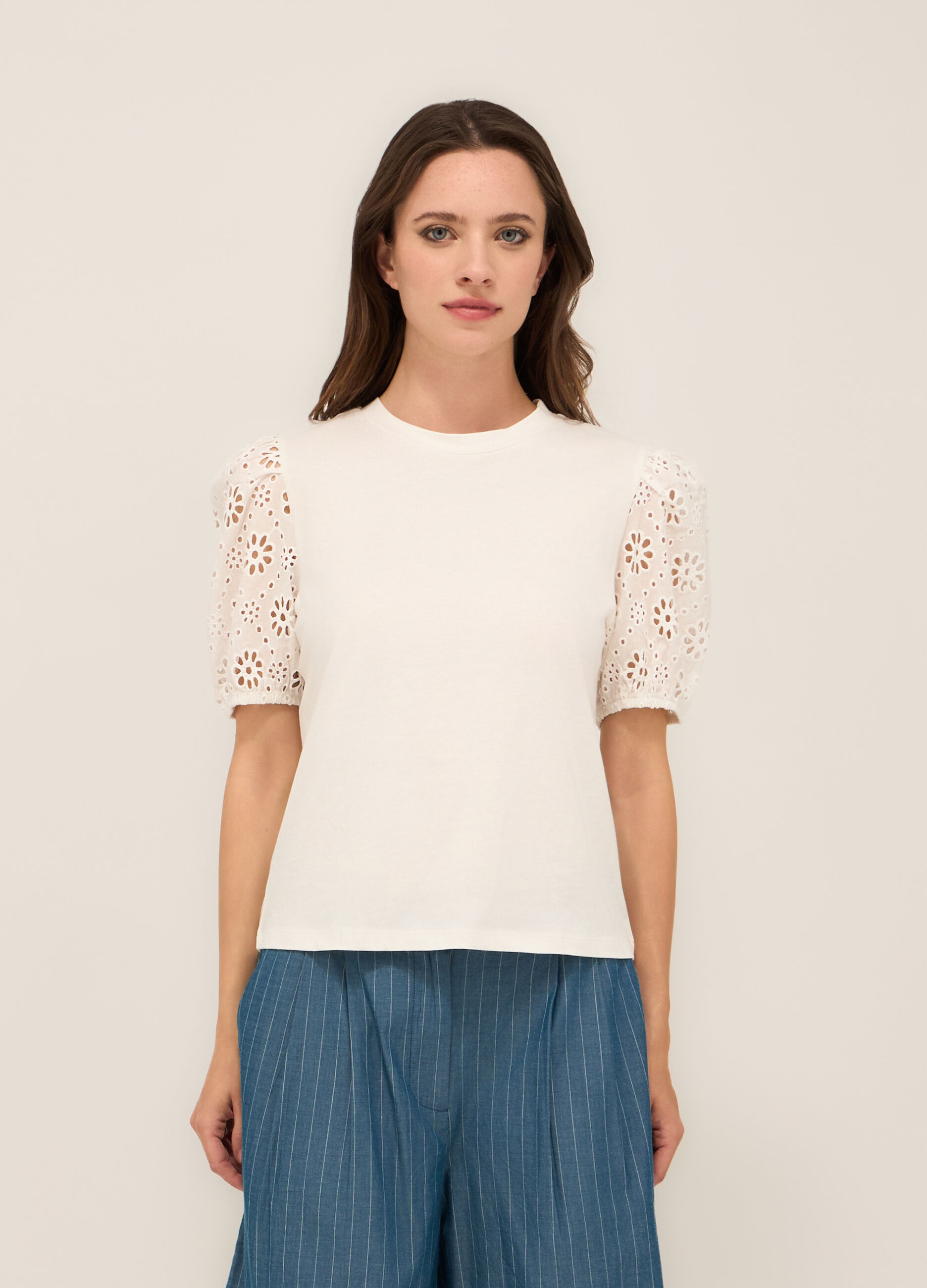 T-shirt in jersey di puro cotone donna_0