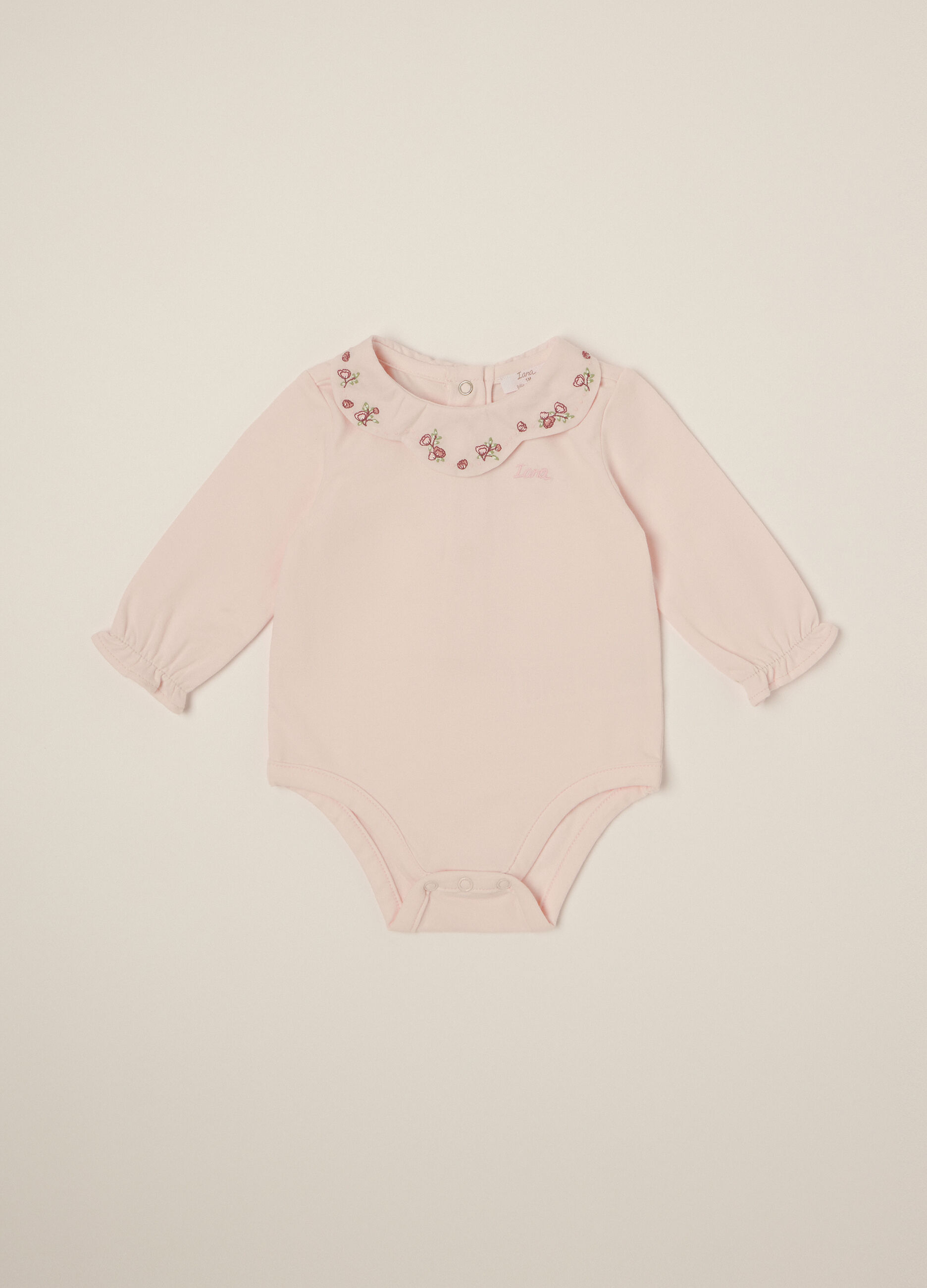 Body rosa in cotone elasticizzato con ricami_1