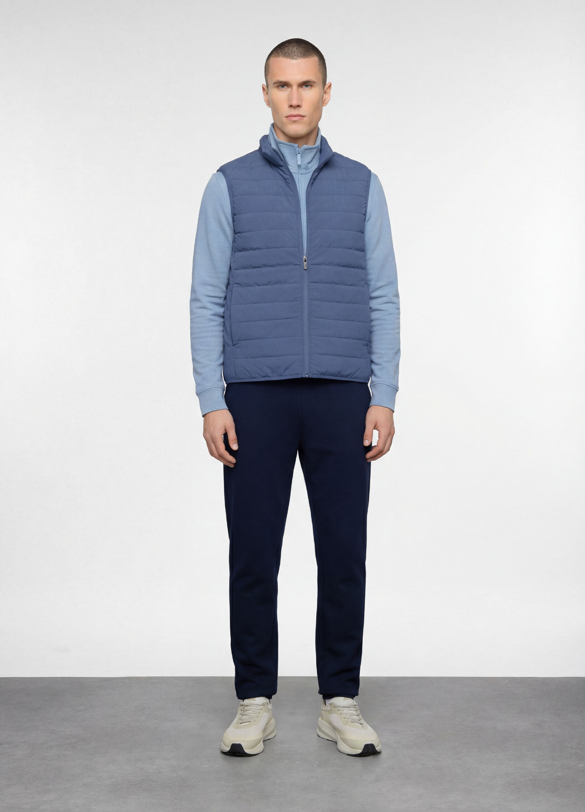 Gilet trapuntato con zip uomo_0