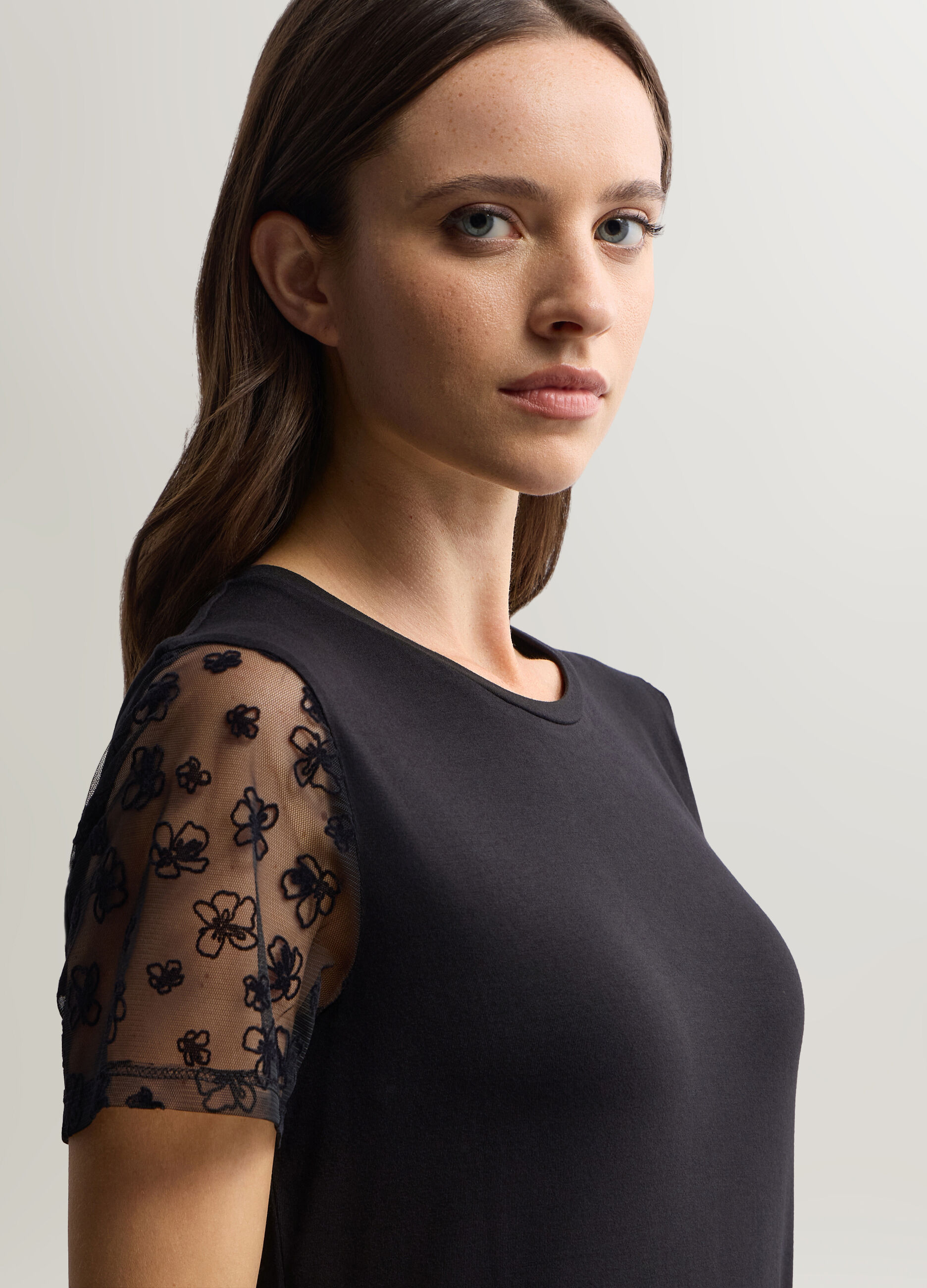 T-shirt girocollo stretch donna_2