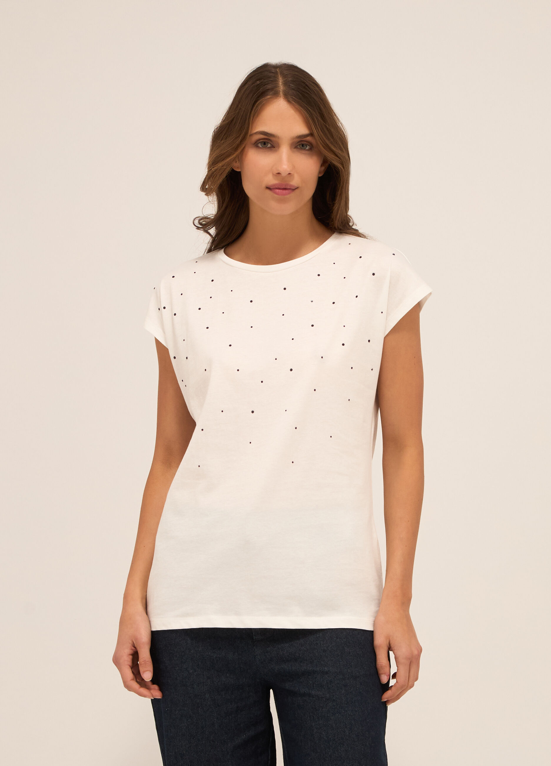 T-shirt in jersey di puro cotone donna_0